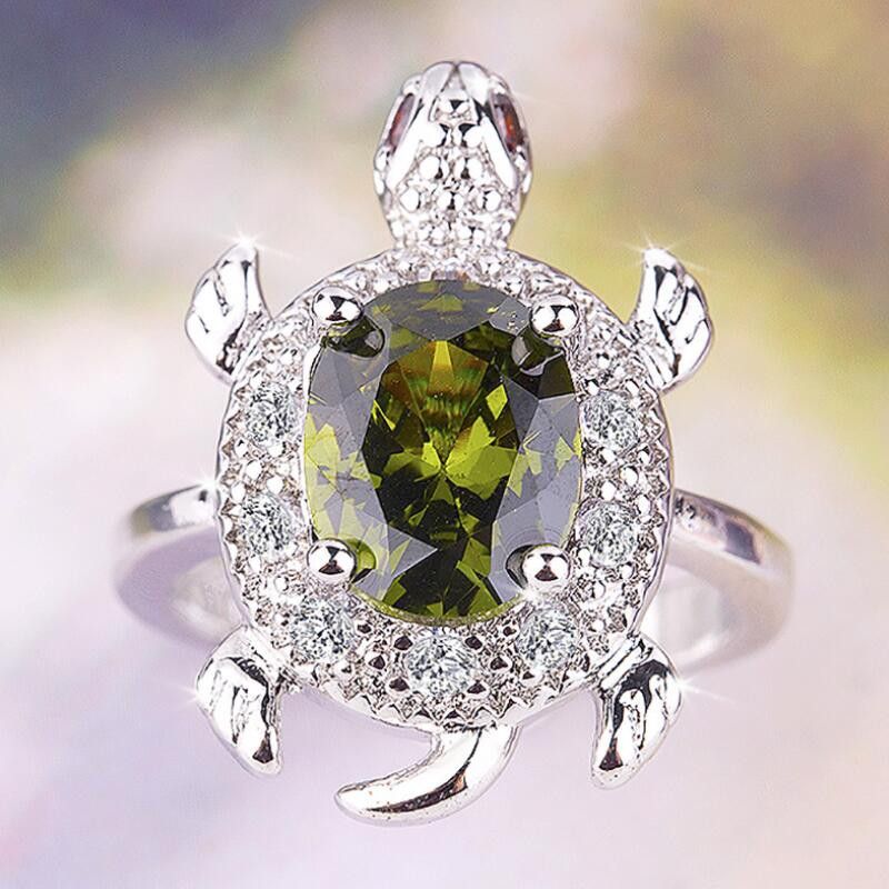 Jewelry Cute Olive Green Turtle Ring Size ONE SIZE - 2 Thumbnail