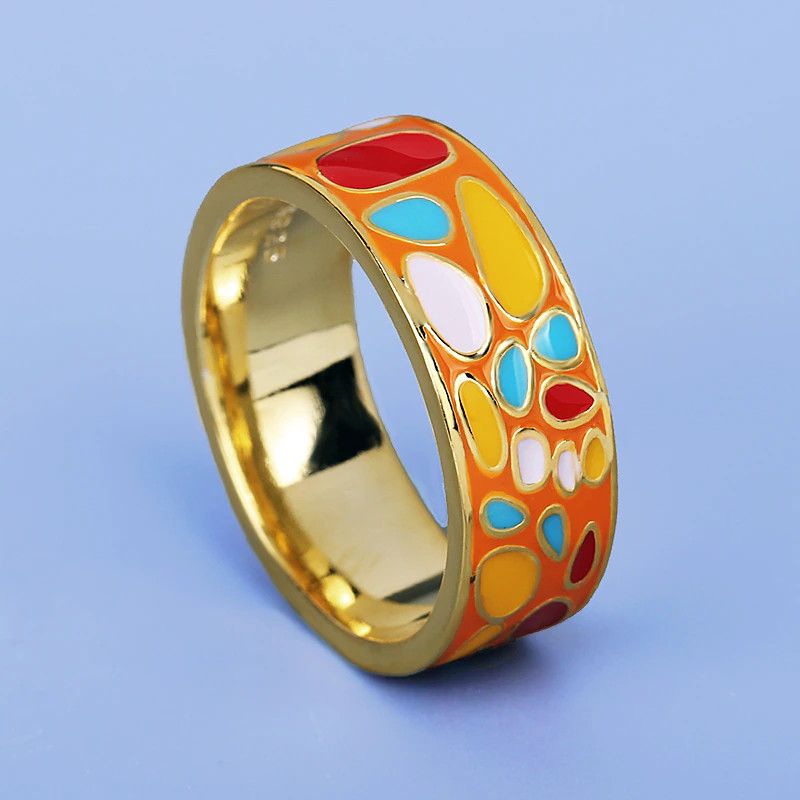 Jewelry Handmade Enamel Epoxy Irregular Ring Size ONE SIZE - 1 Thumbnail