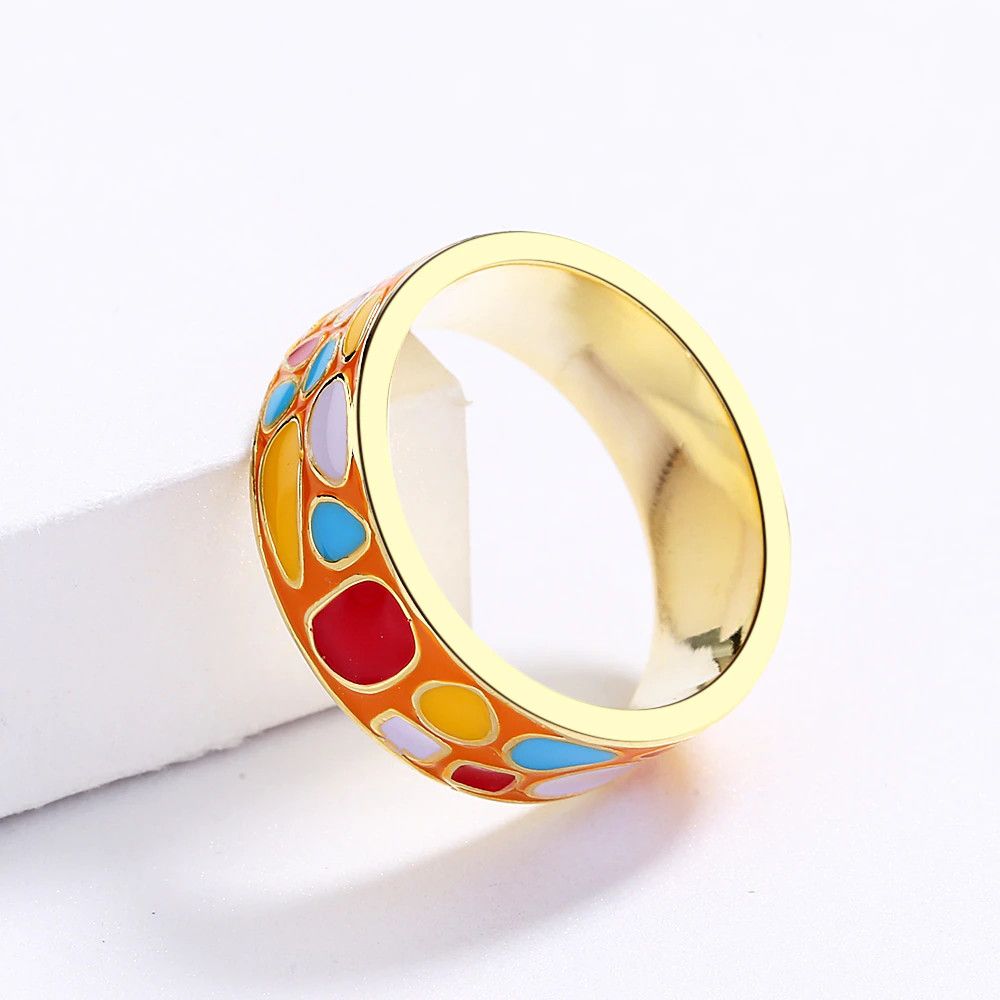 Jewelry Handmade Enamel Epoxy Irregular Ring Size ONE SIZE - 4 Thumbnail