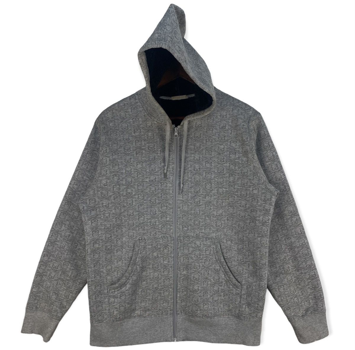 image of Skulls Fullprint Hoodies in Grey, Men's (Size Large)