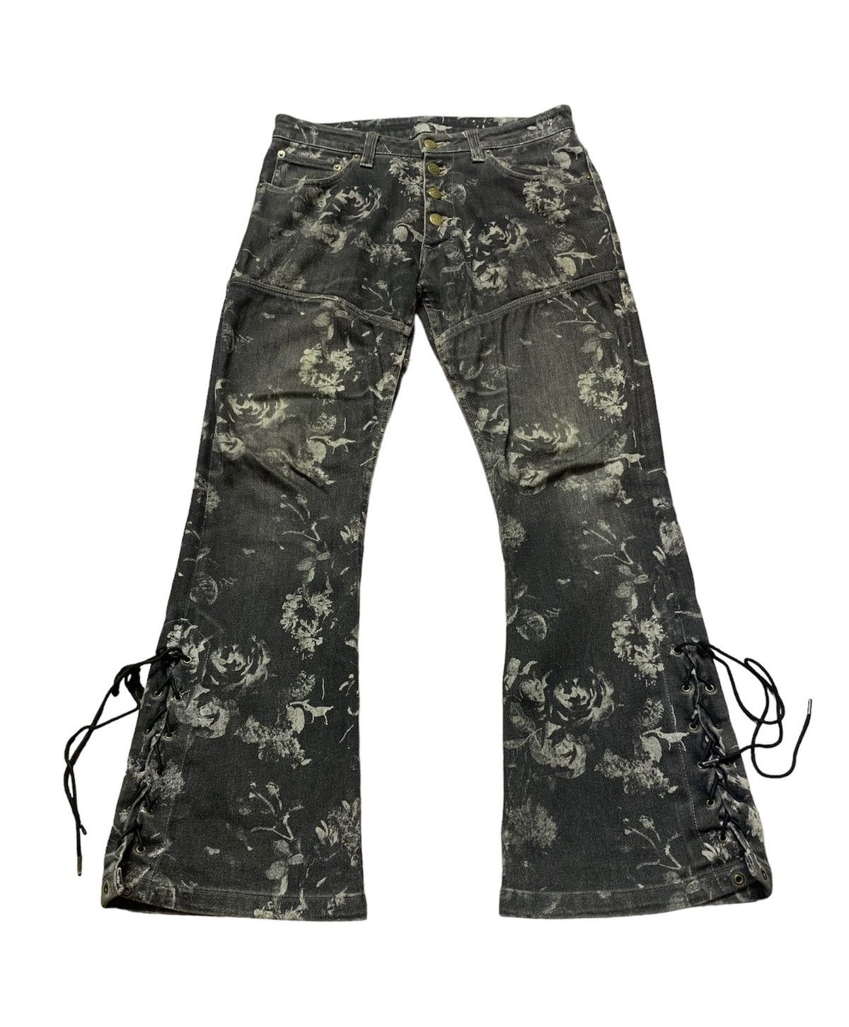 Hysteric Glamour Flare Tornado Mart Washed Denim Flower Creepers Bootcut Size US 31 - 1 Thumbnail