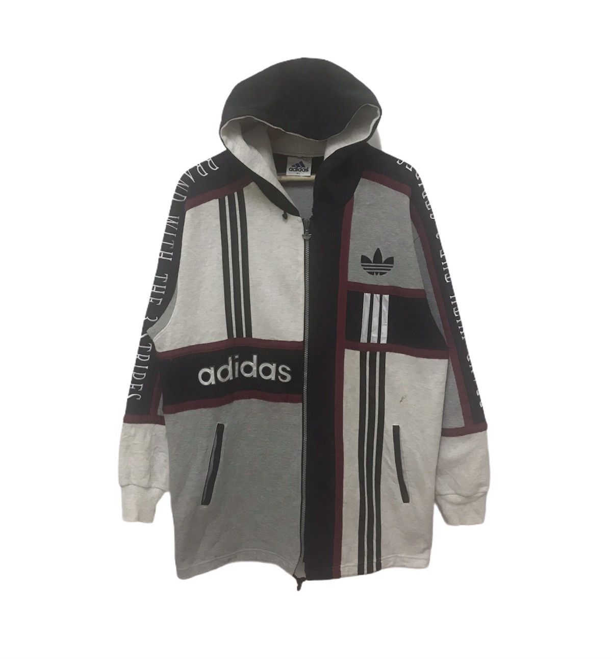 Vintage 90s Adidas Trefoil Hoodie Jacket Big Logo Multicolor