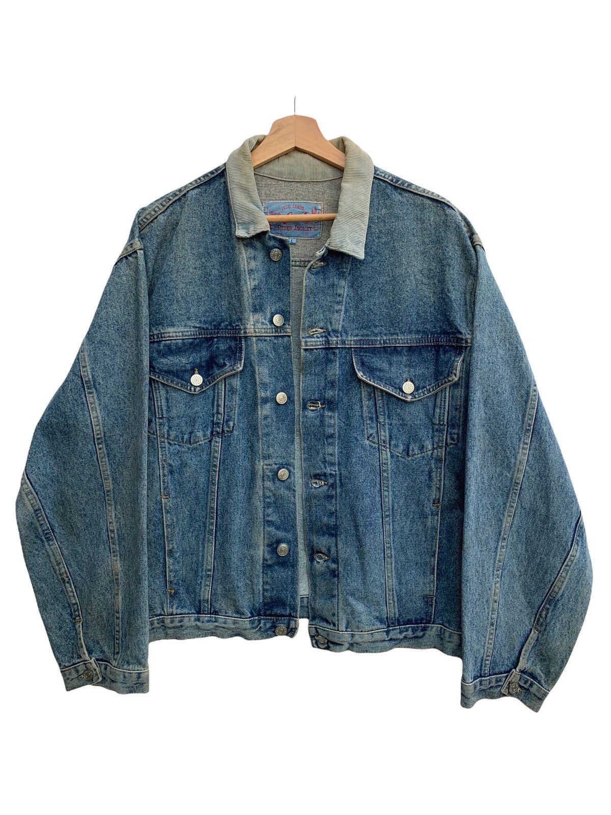 image of Denim Jacket x Vintage 90's Trucker Creeks Rider Jacket in Blue Denim, Men's (Size Large)