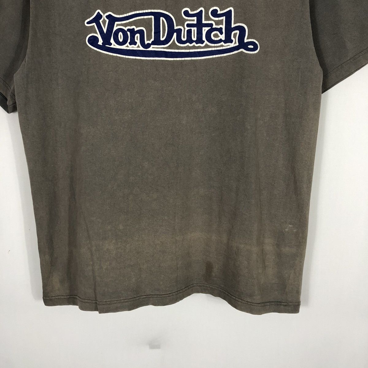 Vintage × Von Dutch 🔥Thrash🔥90s Von Dutch Velvet Big Spellout Sun Faded Tee Size US L / EU 52-54 / 3 - 3 Thumbnail