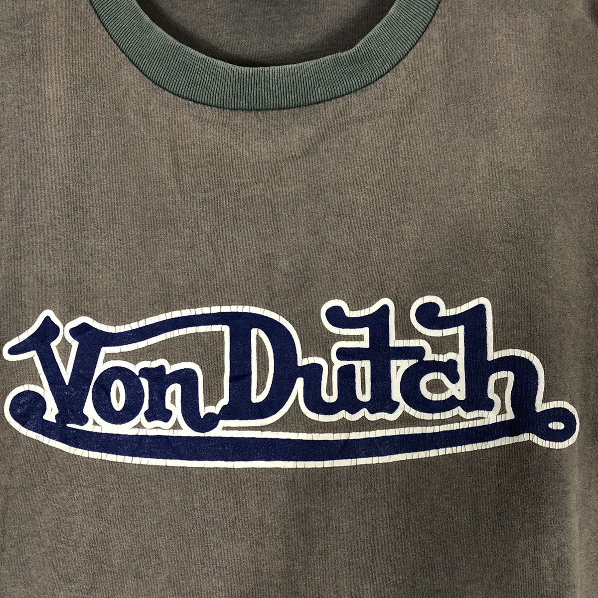 Vintage × Von Dutch 🔥Thrash🔥90s Von Dutch Velvet Big Spellout Sun Faded Tee Size US L / EU 52-54 / 3 - 4 Thumbnail
