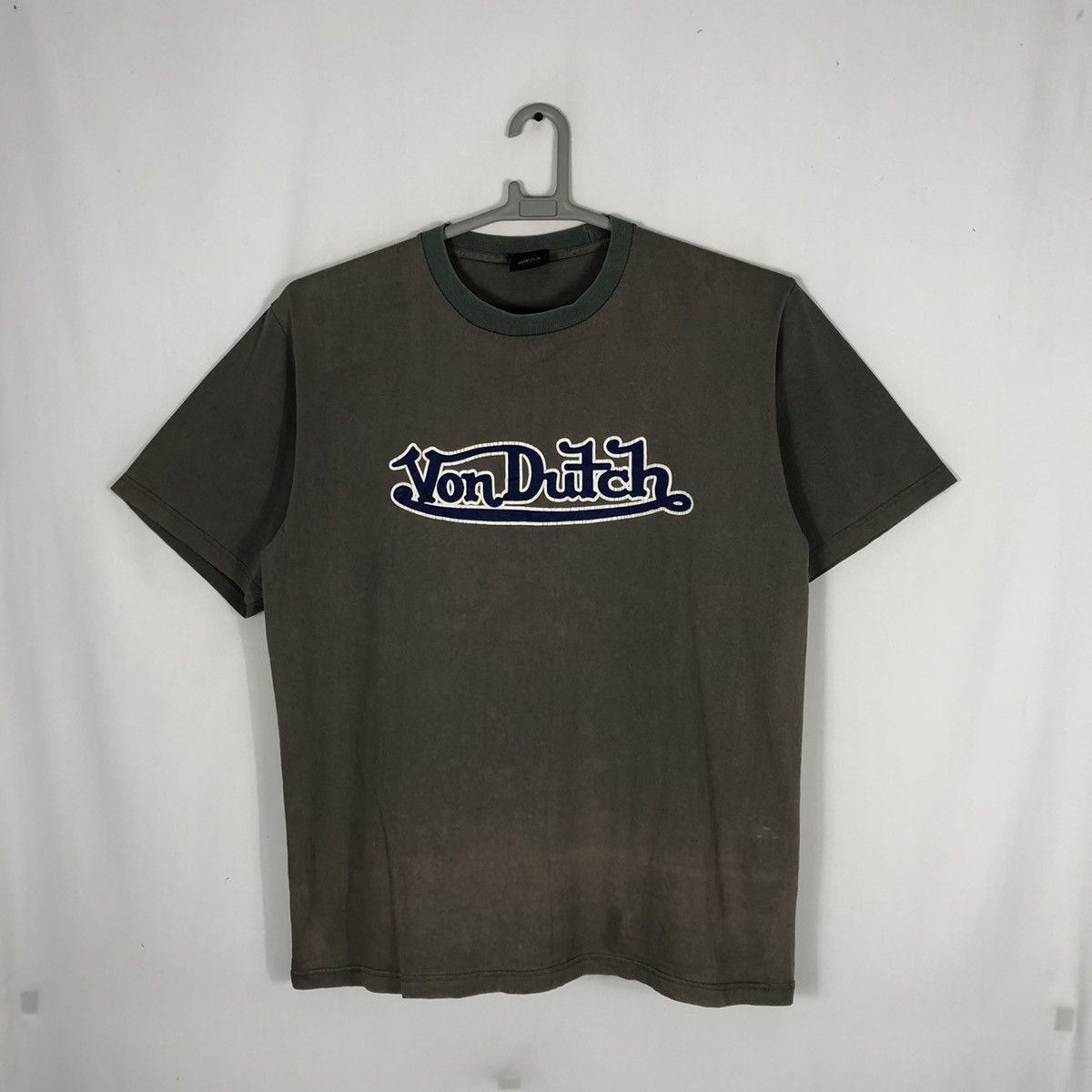 Vintage × Von Dutch 🔥Thrash🔥90s Von Dutch Velvet Big Spellout Sun Faded Tee Size US L / EU 52-54 / 3 - 1 Thumbnail