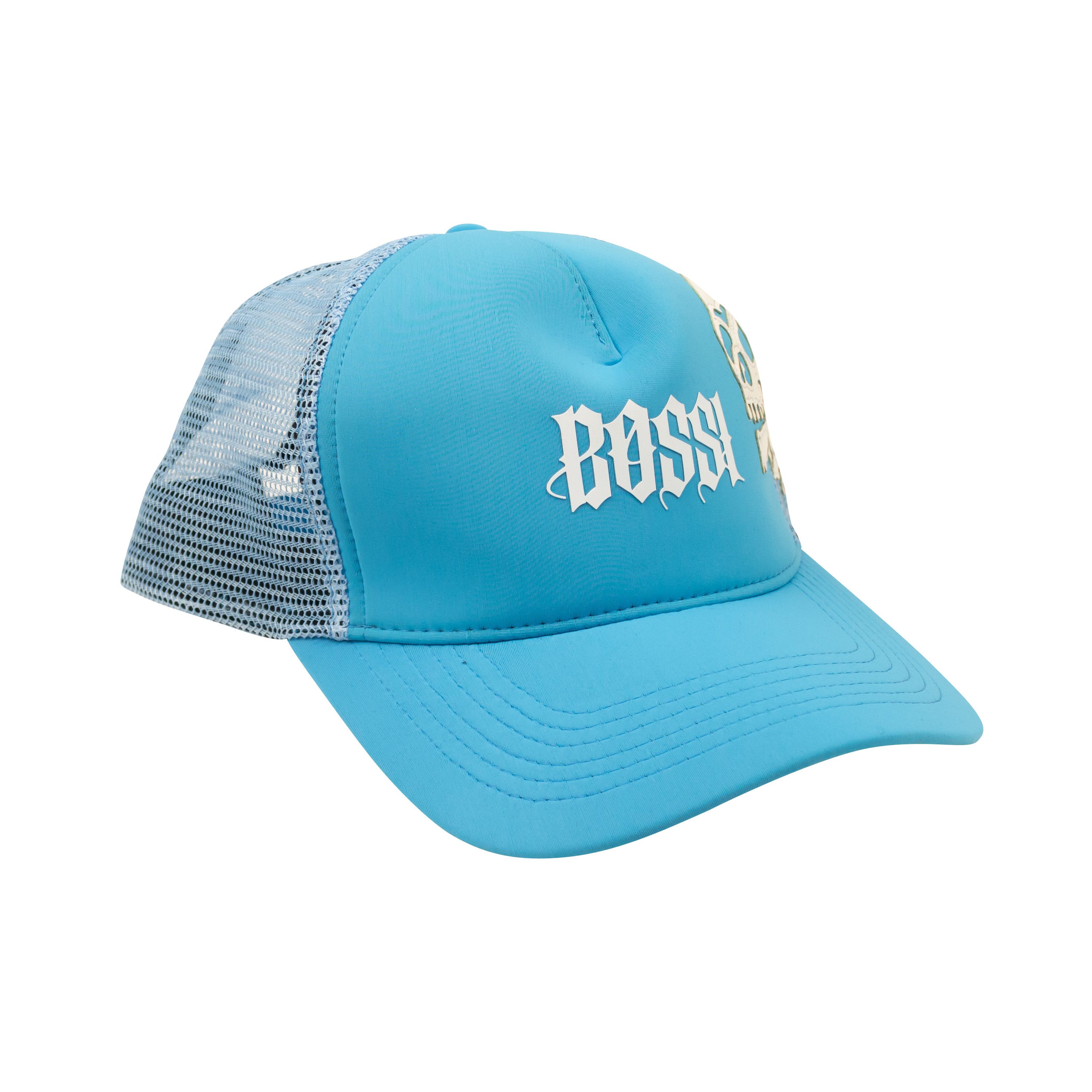 Bossi Sportswear Baby Blue Skull Logo Trucker Hat Size OS Grailed