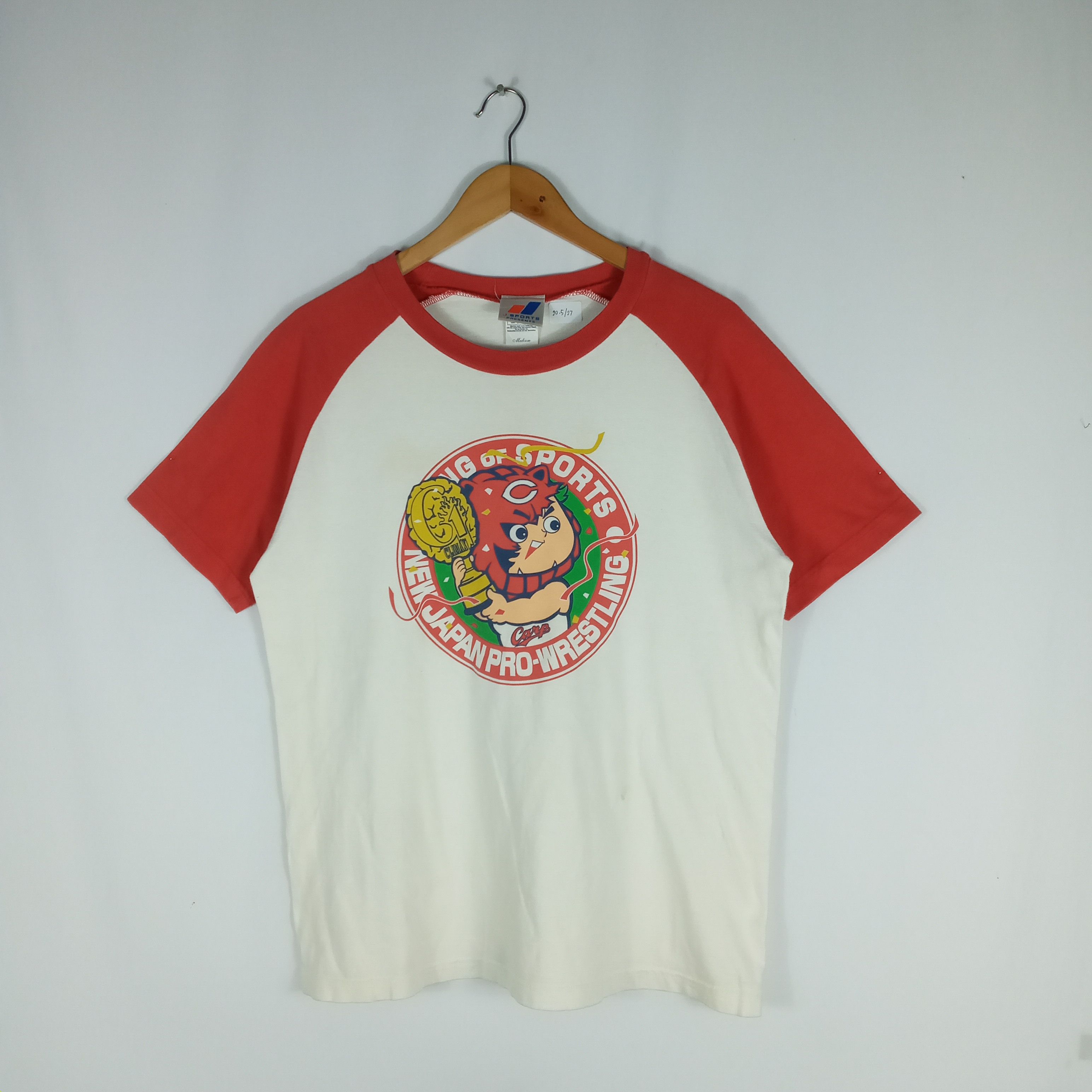 Japanese Brand × Vintage × WWE Vintage New Japan Pro Wrestling Cartoon Mascot Raglan Tee Size US M / EU 48-50 / 2 - 1 Thumbnail
