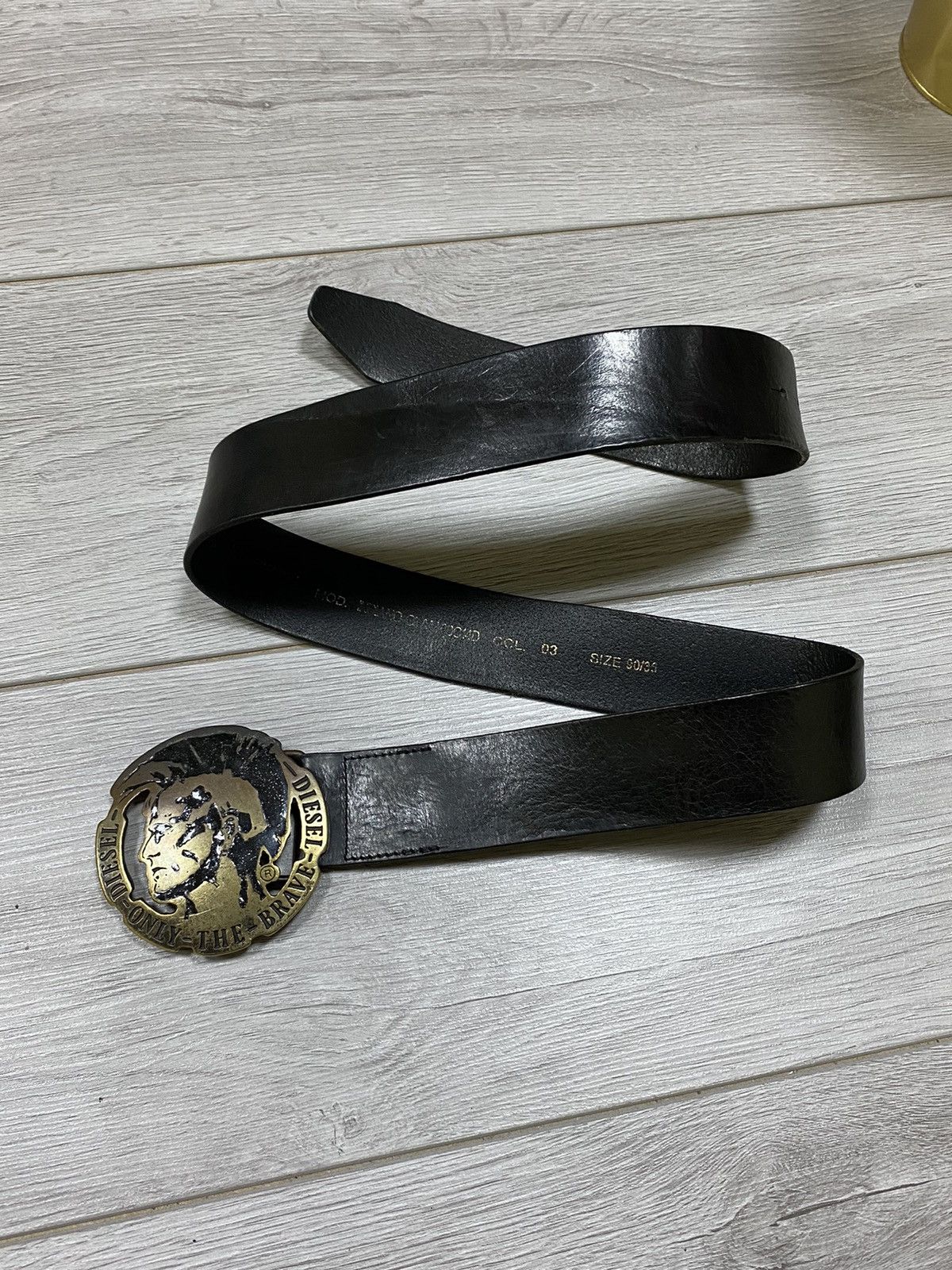 Diesel × Vintage Diesel vintage big pink head buckle leather belt Italy Size 36 - 3 Thumbnail