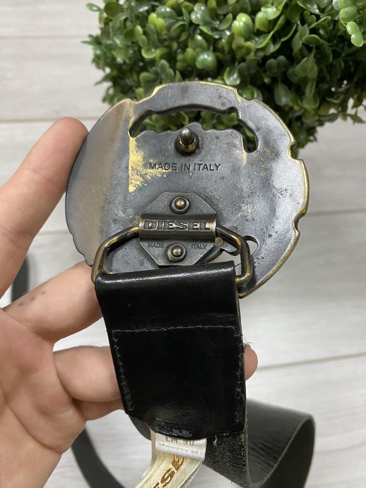 Diesel × Vintage Diesel vintage big pink head buckle leather belt Italy Size 36 - 4 Thumbnail