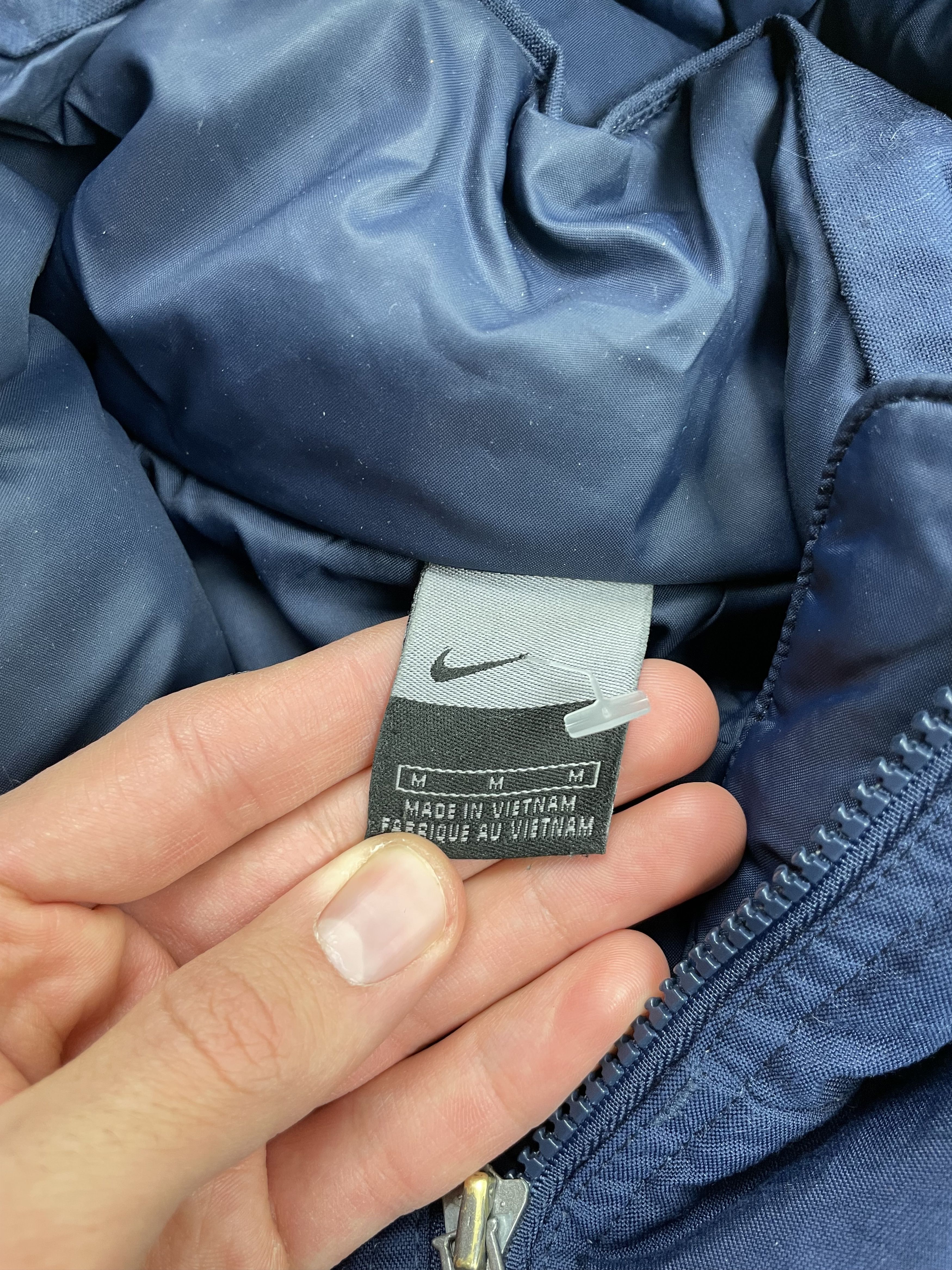 Nike × Vintage Vintage Nike Puffer Jacket Down Fill Zip Up Coat Navy Blue Size US L / EU 52-54 / 3 - 6 Thumbnail