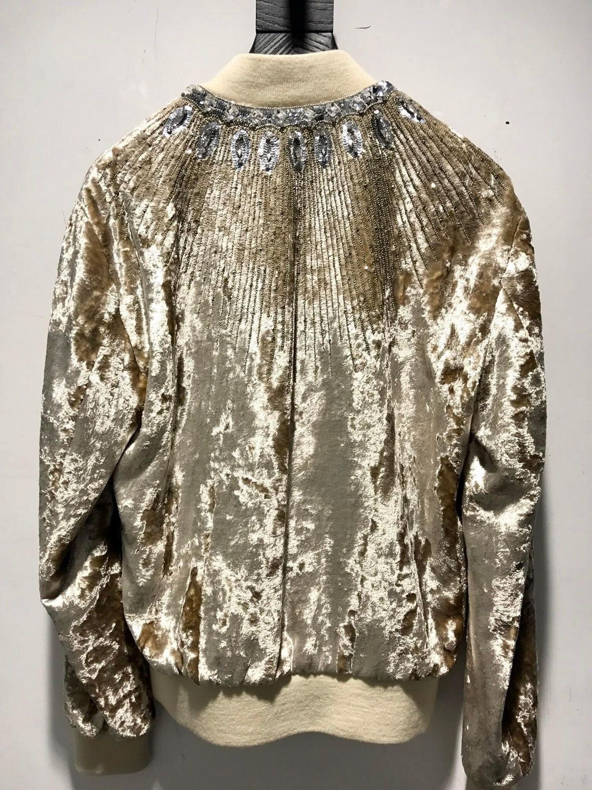 Hedi Slimane × Saint Laurent Paris 16FW Crystal and Studded Velvet Bomber Size 46S - 4 Thumbnail