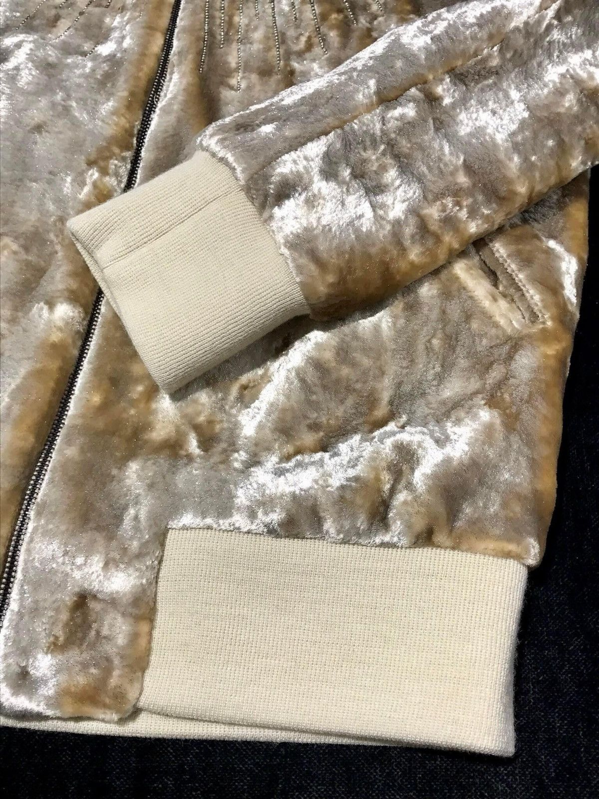 Hedi Slimane × Saint Laurent Paris 16FW Crystal and Studded Velvet Bomber Size 46S - 5 Thumbnail
