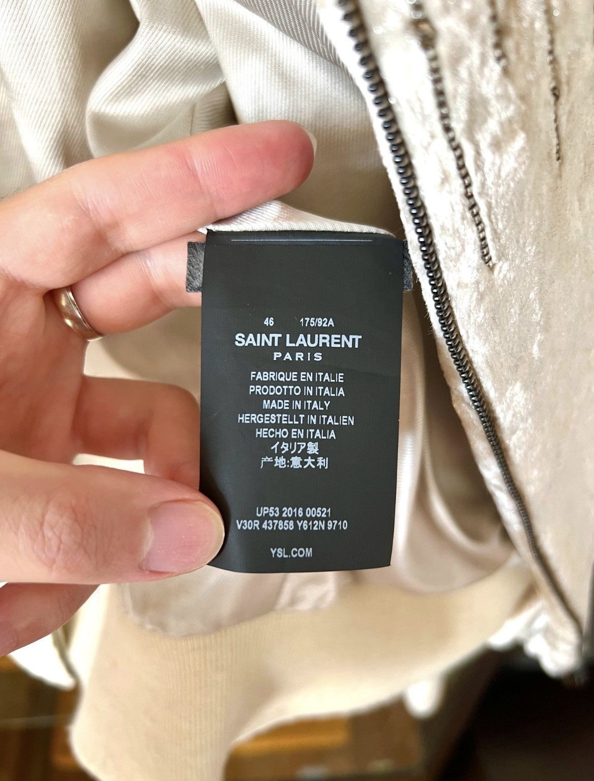 Hedi Slimane × Saint Laurent Paris 16FW Crystal and Studded Velvet Bomber Size 46S - 6 Thumbnail