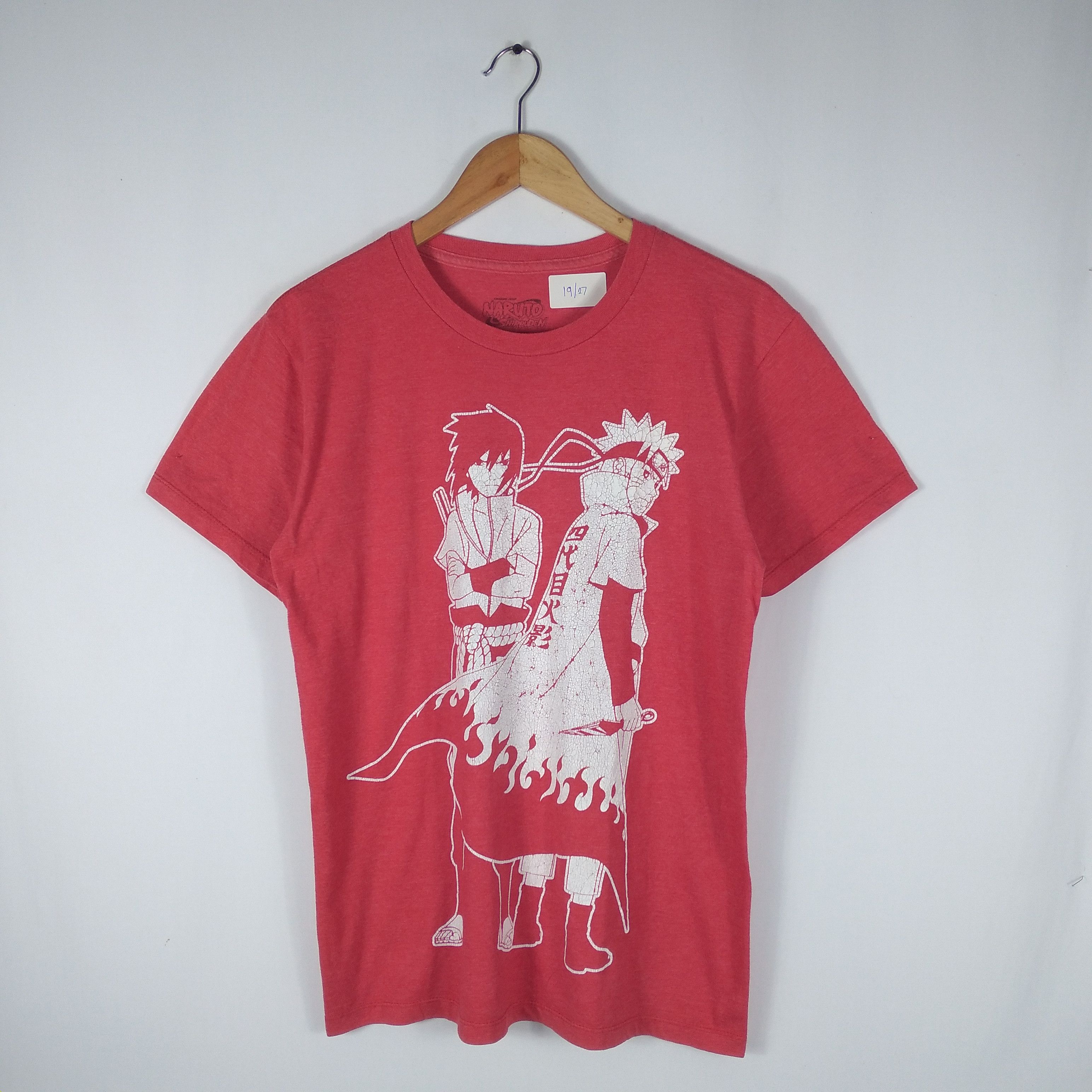 image of Anima x Movie Vintage Anime Naruto Shipudden Naruto And Sasuke Tee in Red, Men's (Size Medium)