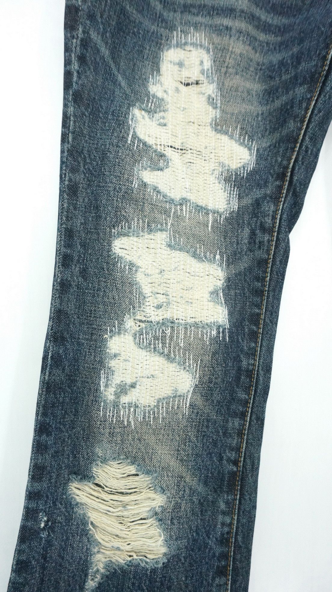 Japanese Brand Flare Vintage Distressed Boro Skinny Lowrise Jeans Size US 30 / EU 46 - 5 Thumbnail