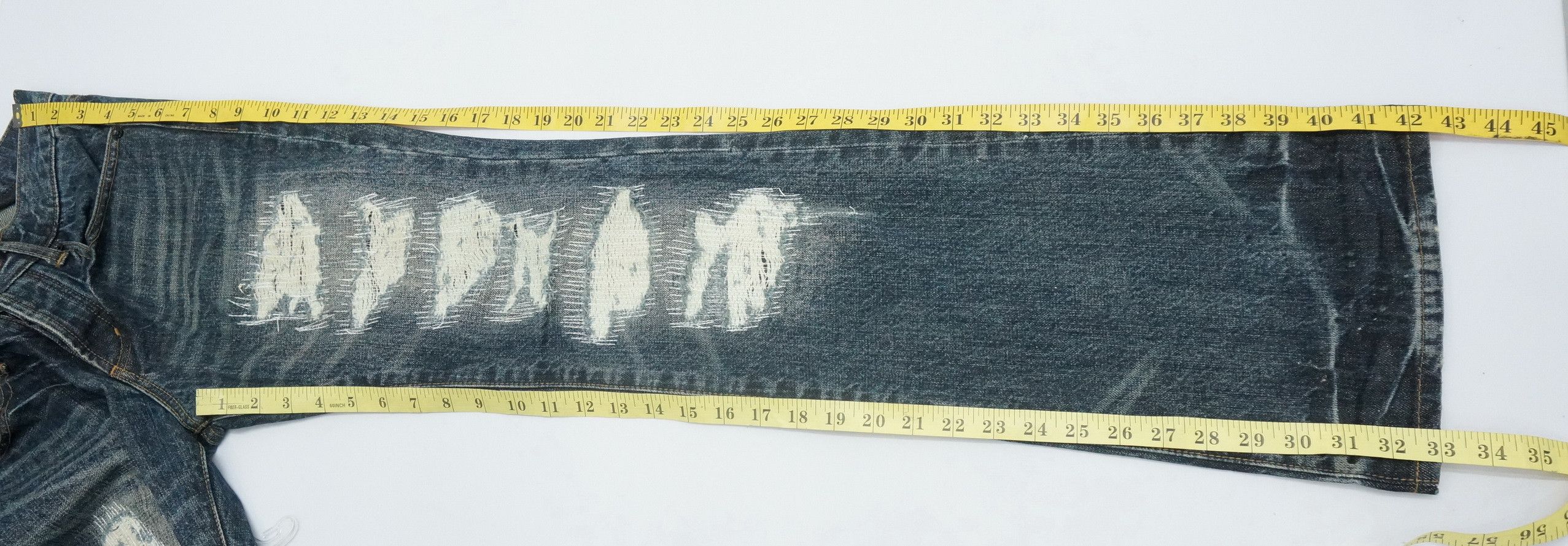 Japanese Brand Flare Vintage Distressed Boro Skinny Lowrise Jeans Size US 30 / EU 46 - 17 Thumbnail