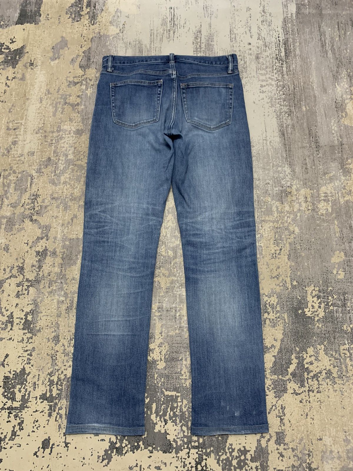Japanese Brand Vtg Uniqlo Kaihara Slim Straight Distressed Denim Jeans Size US 33 - 8 Thumbnail