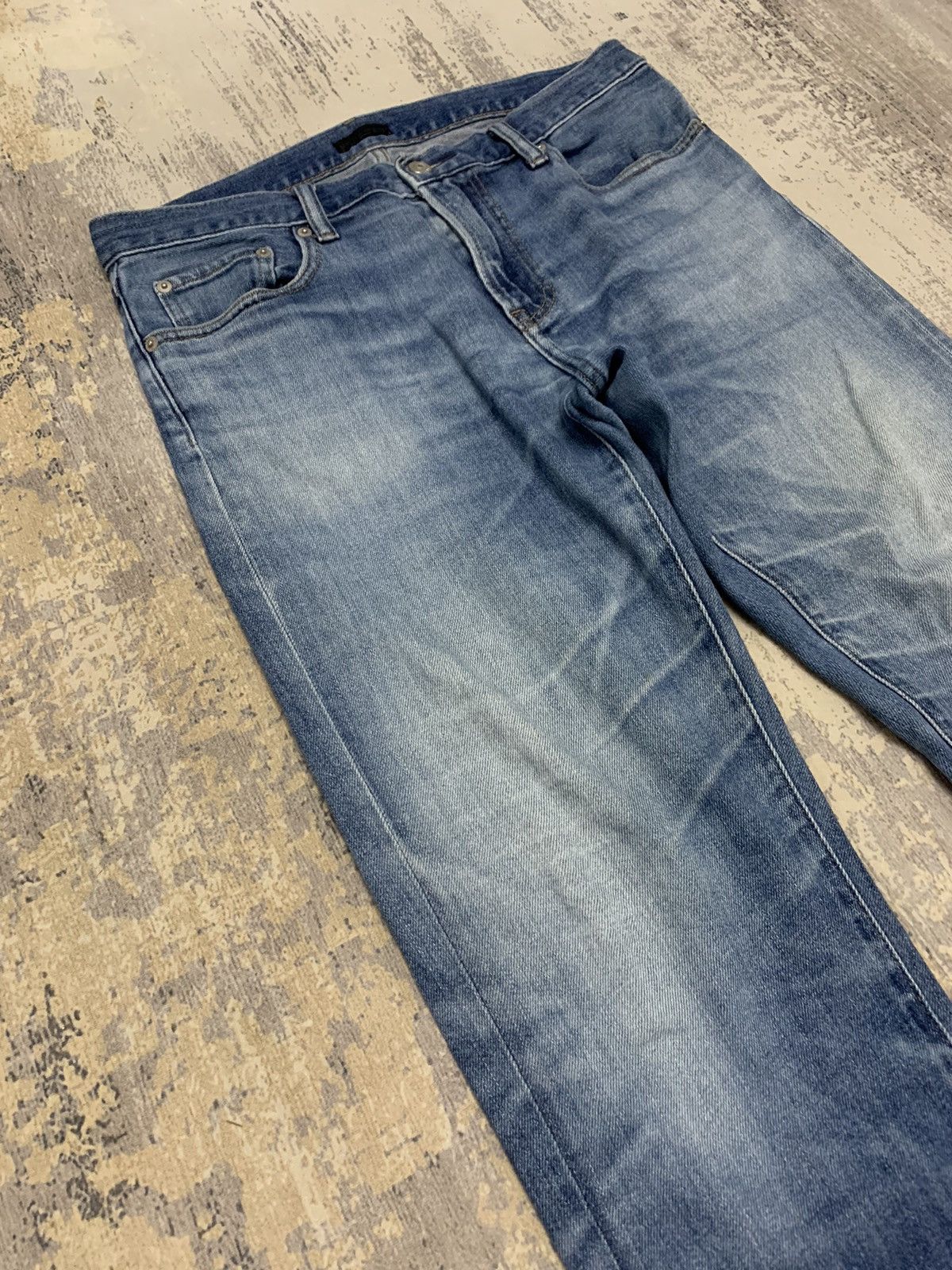 Japanese Brand Vtg Uniqlo Kaihara Slim Straight Distressed Denim Jeans Size US 33 - 2 Thumbnail
