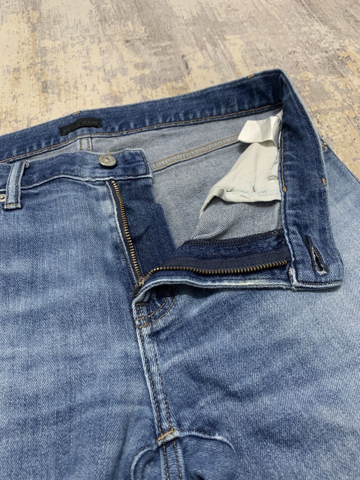 Japanese Brand Vtg Uniqlo Kaihara Slim Straight Distressed Denim Jeans Size US 33 - 7 Thumbnail