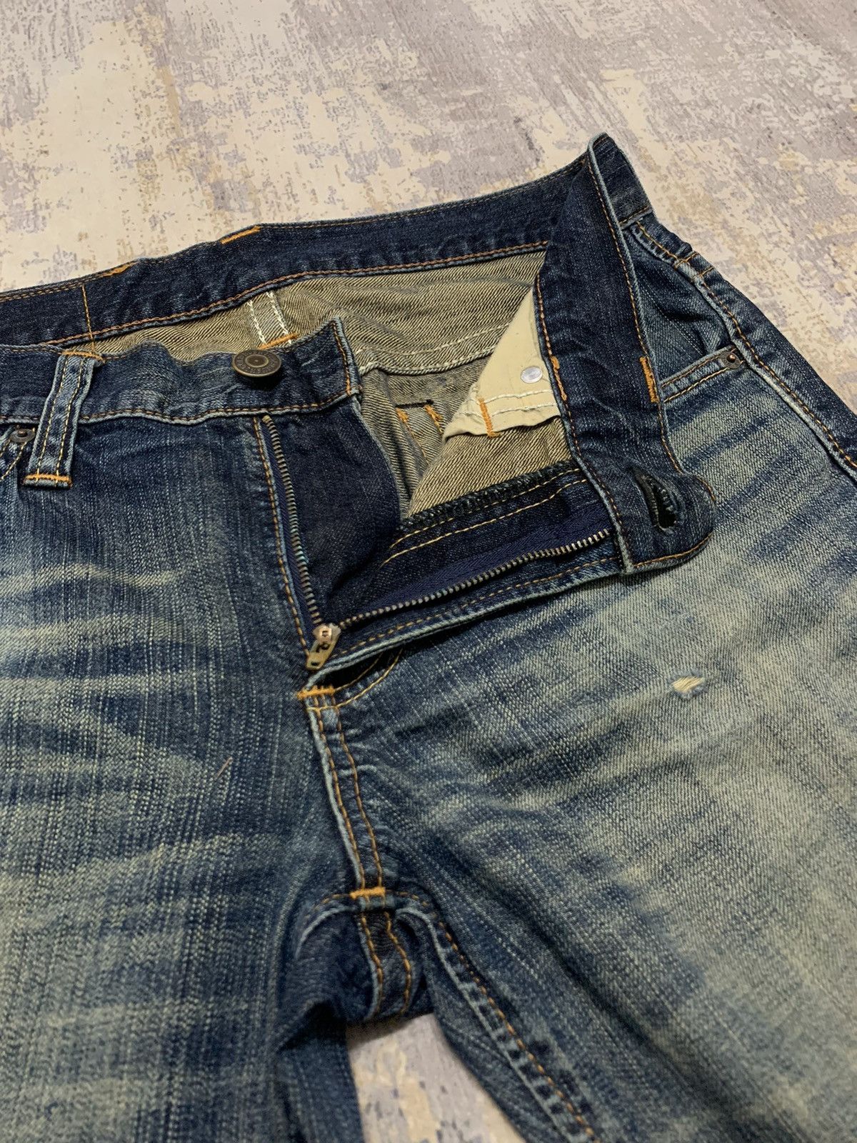 Edwin Japanese Edwin Distressed Denim Mud Wash Style Jeans 32x28.5 Size US 32 / EU 48 - 6 Thumbnail