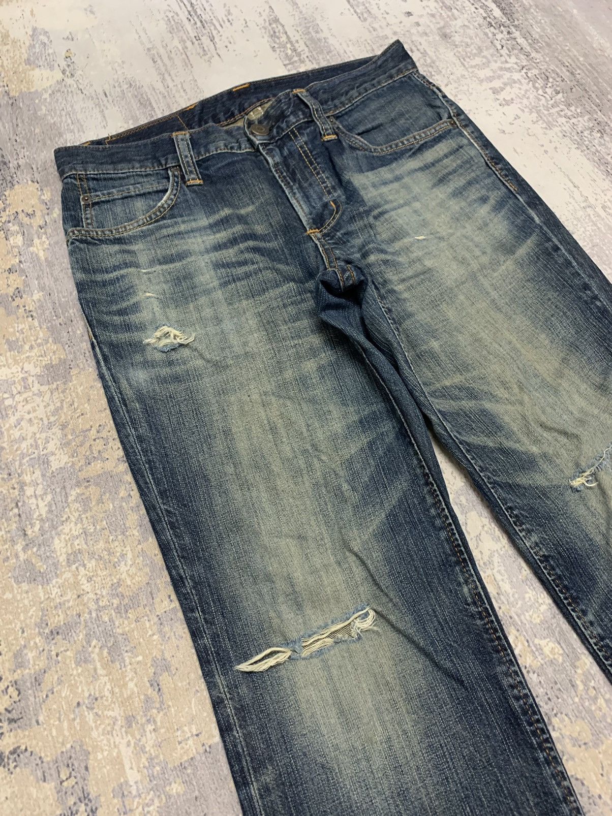Edwin Japanese Edwin Distressed Denim Mud Wash Style Jeans 32x28.5 Size US 32 / EU 48 - 2 Thumbnail