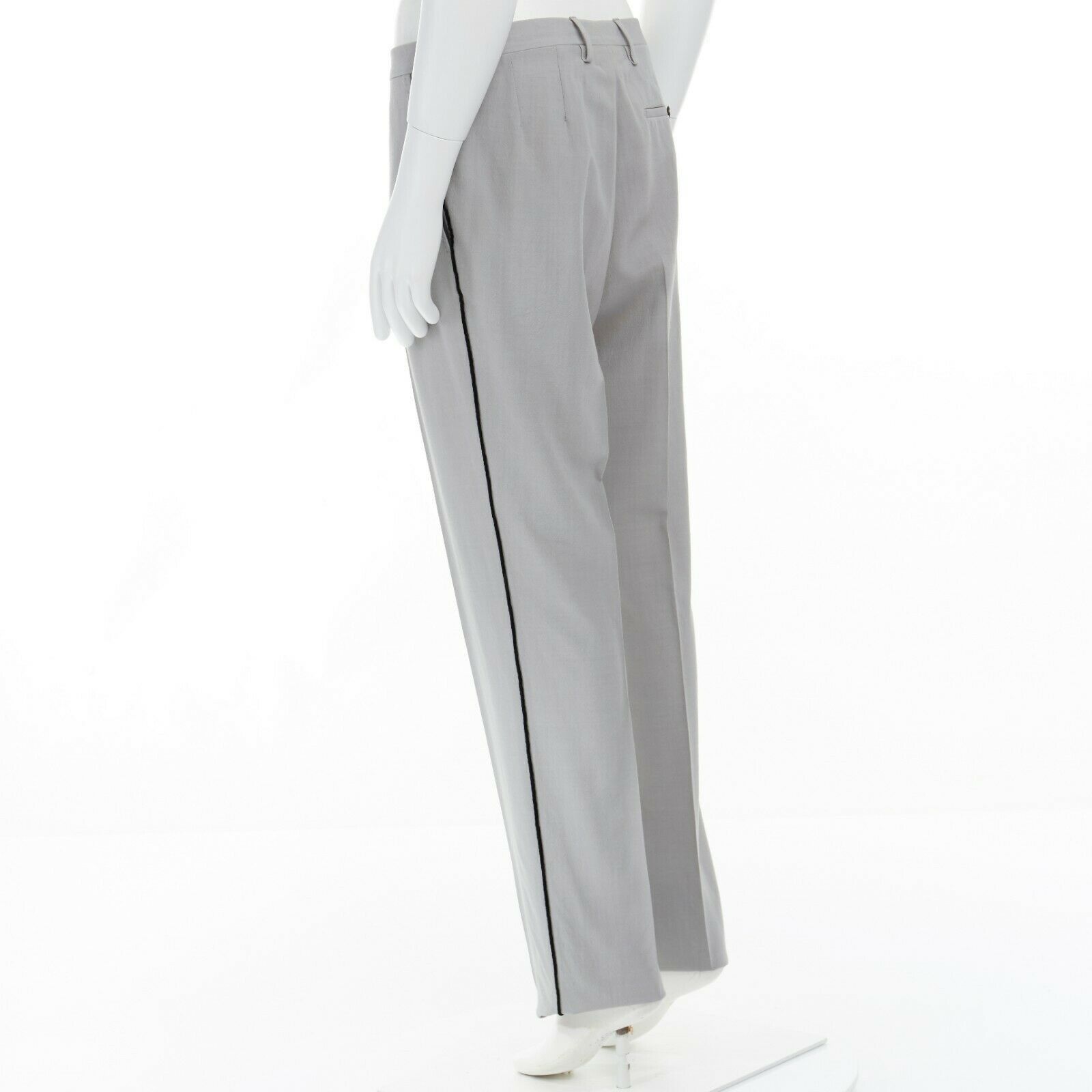 Lanvin LANVIN HOMME light grey velvet trimmed side dress pants Size US 30 / EU 46 - 6 Thumbnail