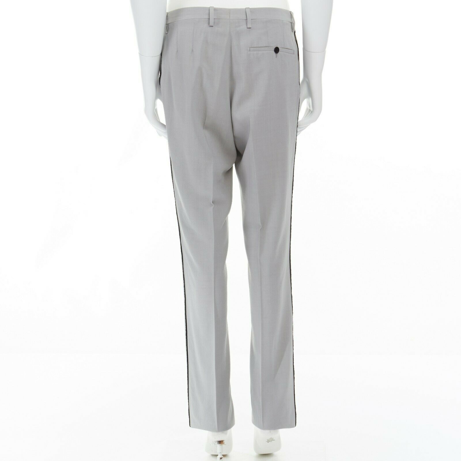 Lanvin LANVIN HOMME light grey velvet trimmed side dress pants Size US 30 / EU 46 - 5 Thumbnail