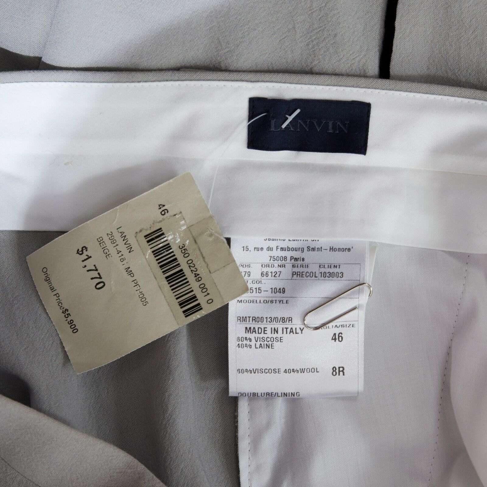 Lanvin LANVIN HOMME light grey velvet trimmed side dress pants Size US 30 / EU 46 - 9 Thumbnail