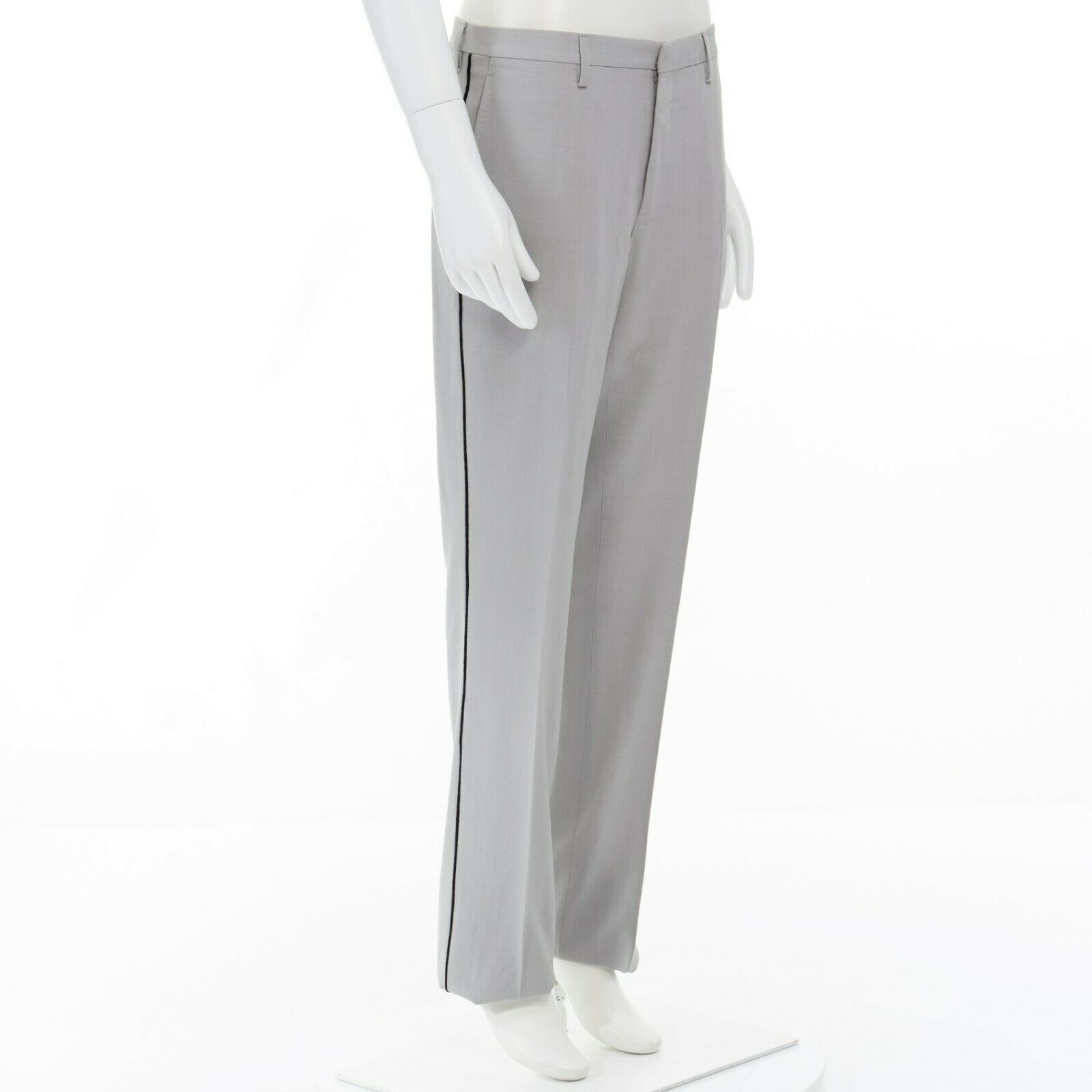 Lanvin LANVIN HOMME light grey velvet trimmed side dress pants Size US 30 / EU 46 - 3 Thumbnail