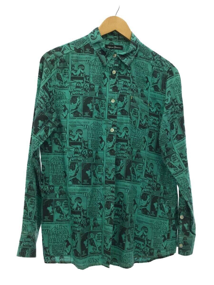 image of Hysteric Glamour Comic Print Buttonup in Green, Men's (Size Small)