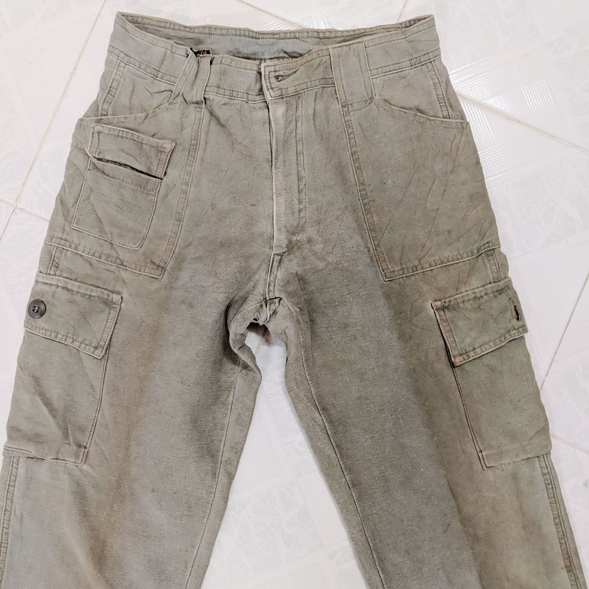 Japanese Brand Vintage Capitan Rusty Faded 7 Pockets Tactical Cargo Pants Size US 26 / EU 42 - 11 Thumbnail