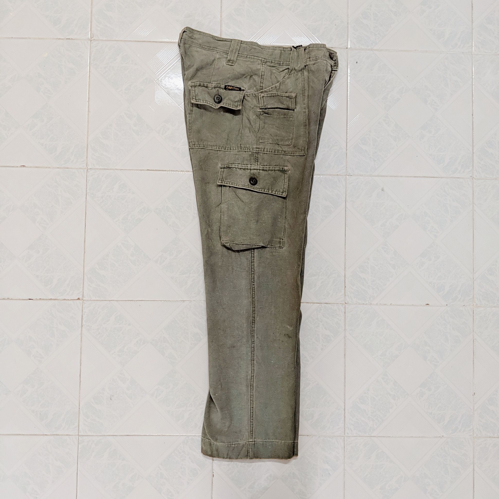Japanese Brand Vintage Capitan Rusty Faded 7 Pockets Tactical Cargo Pants Size US 26 / EU 42 - 15 Thumbnail
