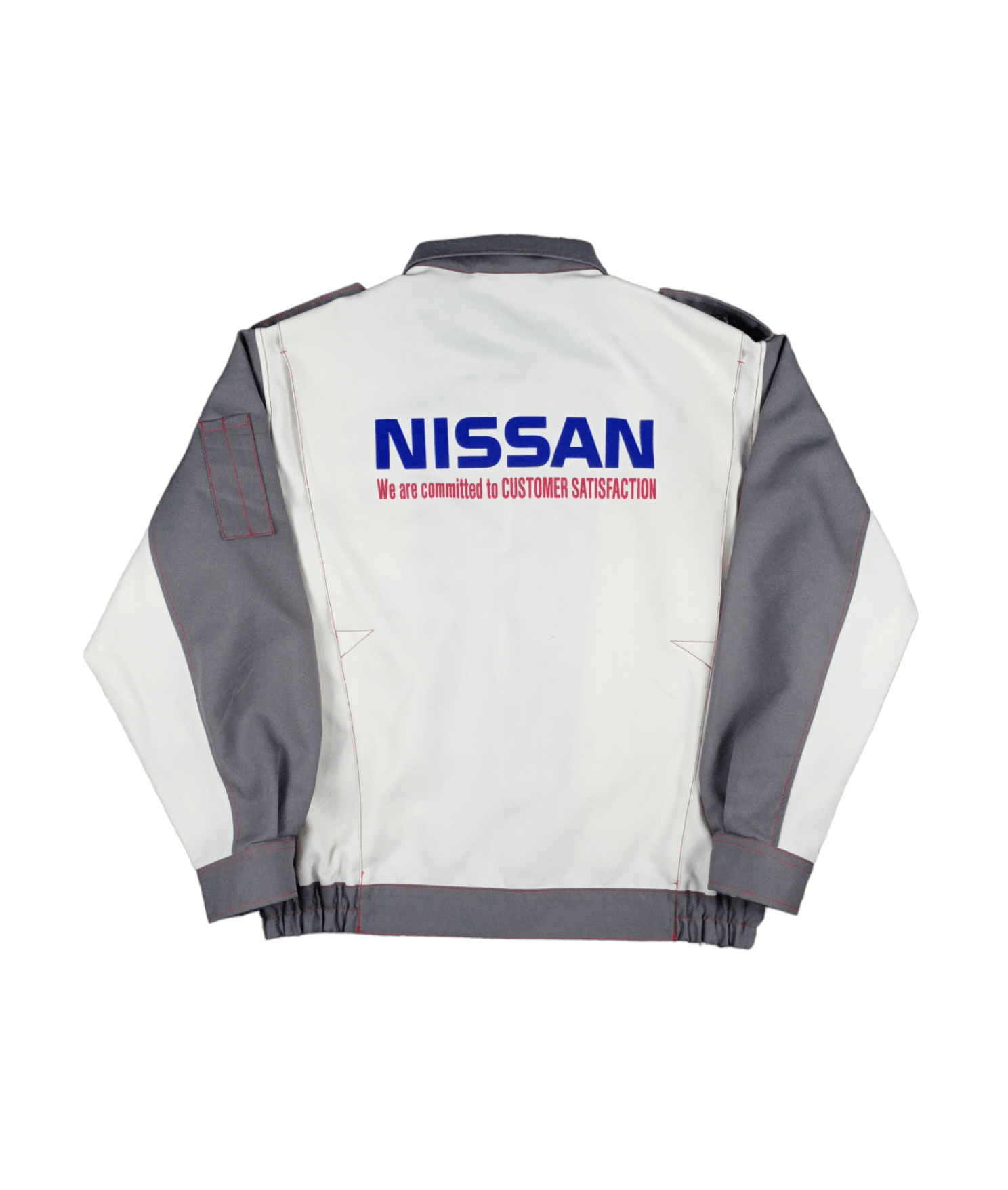 image of Racing x Sports Specialties vintage Nissan Worker Uniform Jacket in Grey/White, Men's (Size Large)