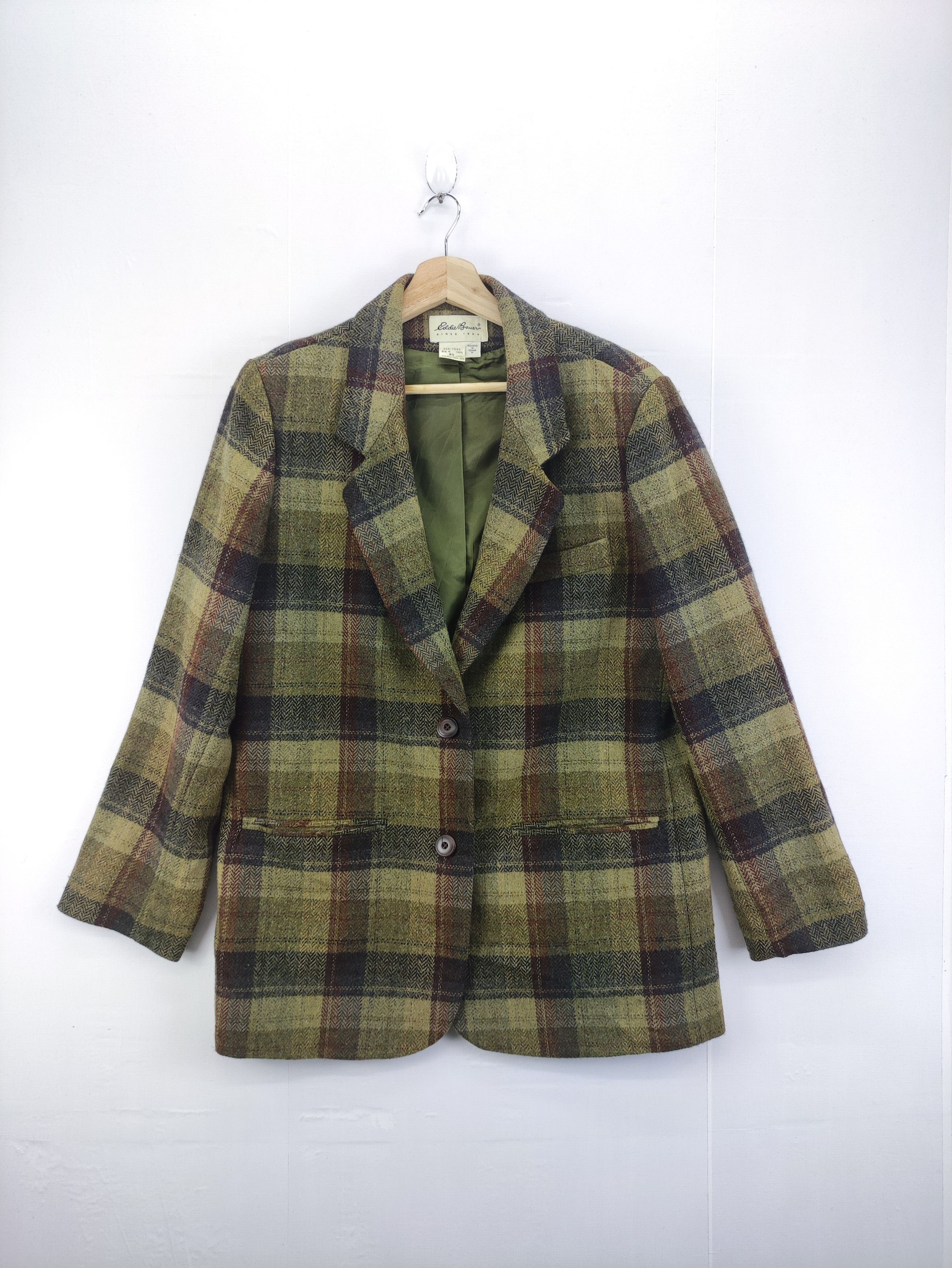 Vintage Eddie Bauer Wool Plaid Coat Blazer Jacket