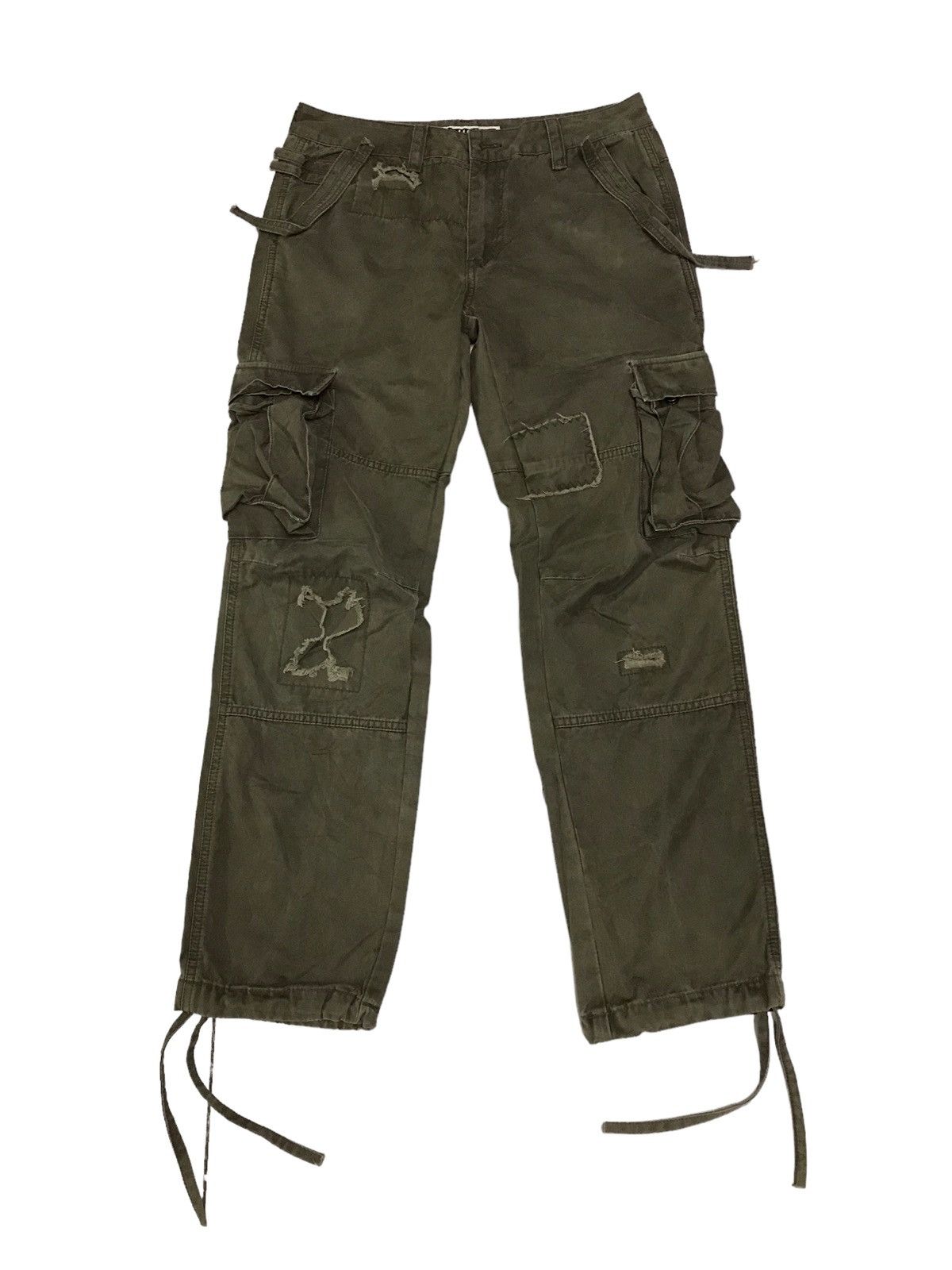 Japanese Brand Thrashed 💥 ANB Patchwork Multi Pocket Cargo Pant Size US 30 / EU 46 - 2 Thumbnail