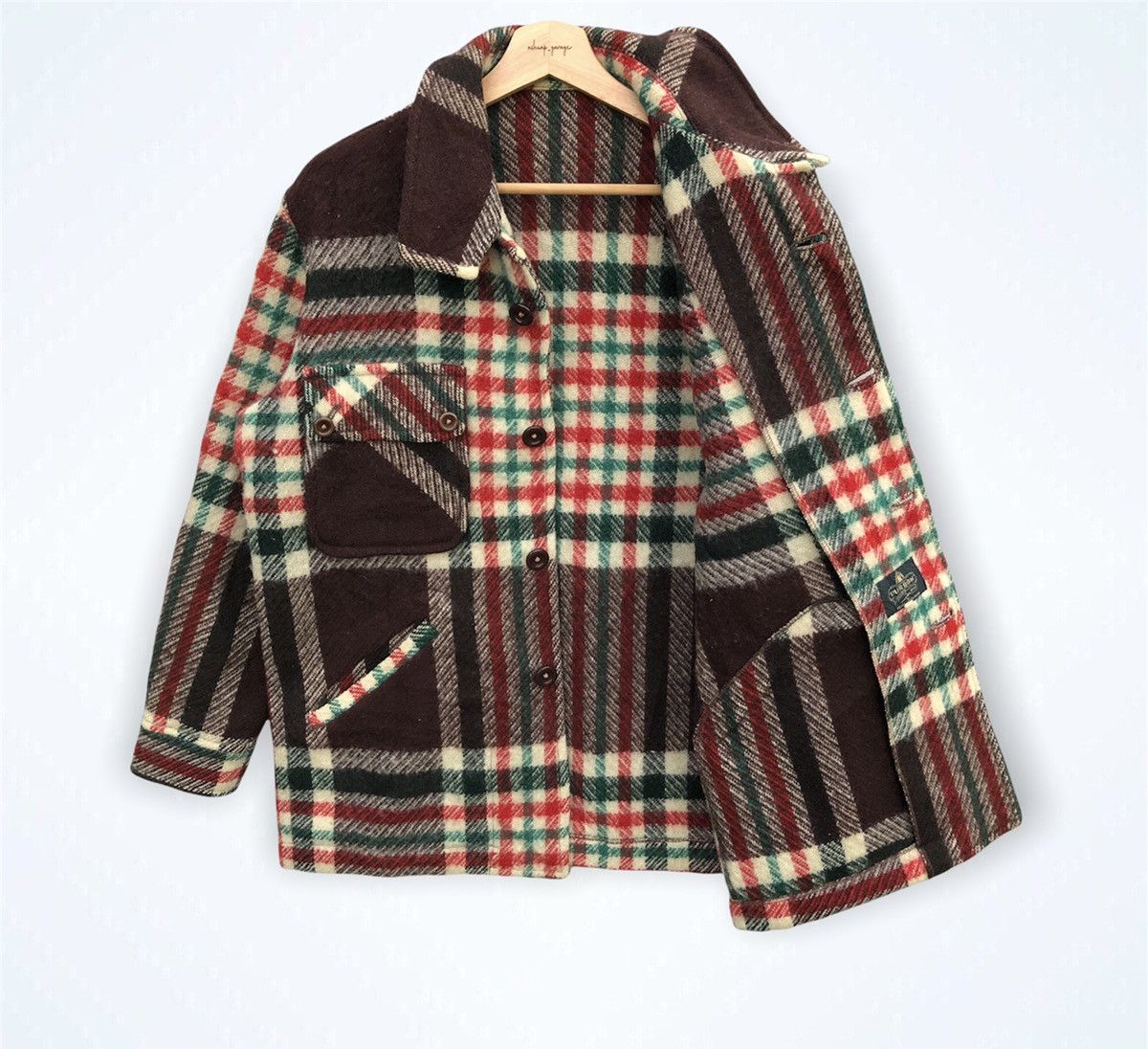 Japanese Brand 🔥Multicolored Wool Plate Design Button Up Jacket Size US L / EU 52-54 / 3 - 8 Thumbnail