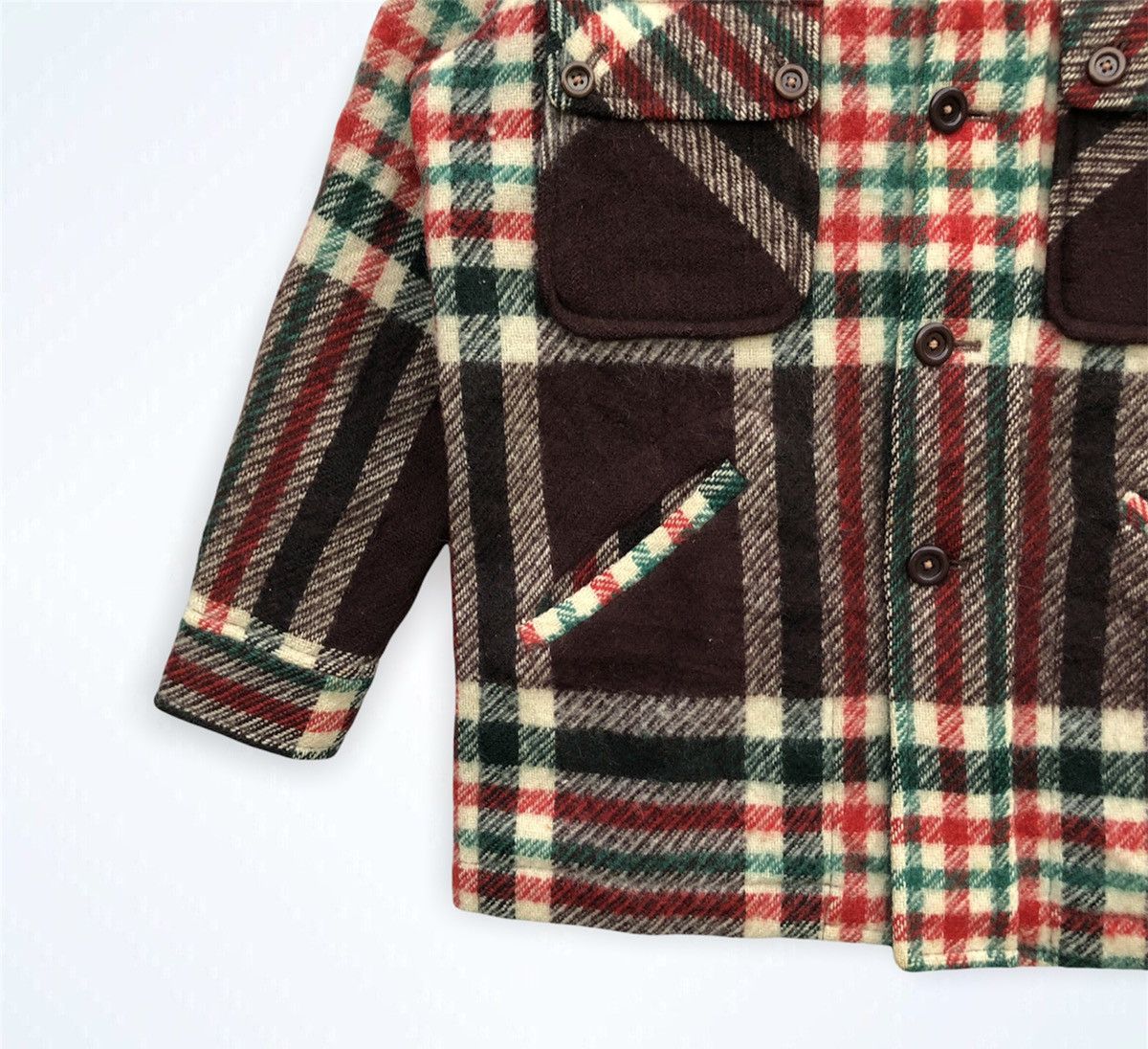 Japanese Brand 🔥Multicolored Wool Plate Design Button Up Jacket Size US L / EU 52-54 / 3 - 5 Thumbnail