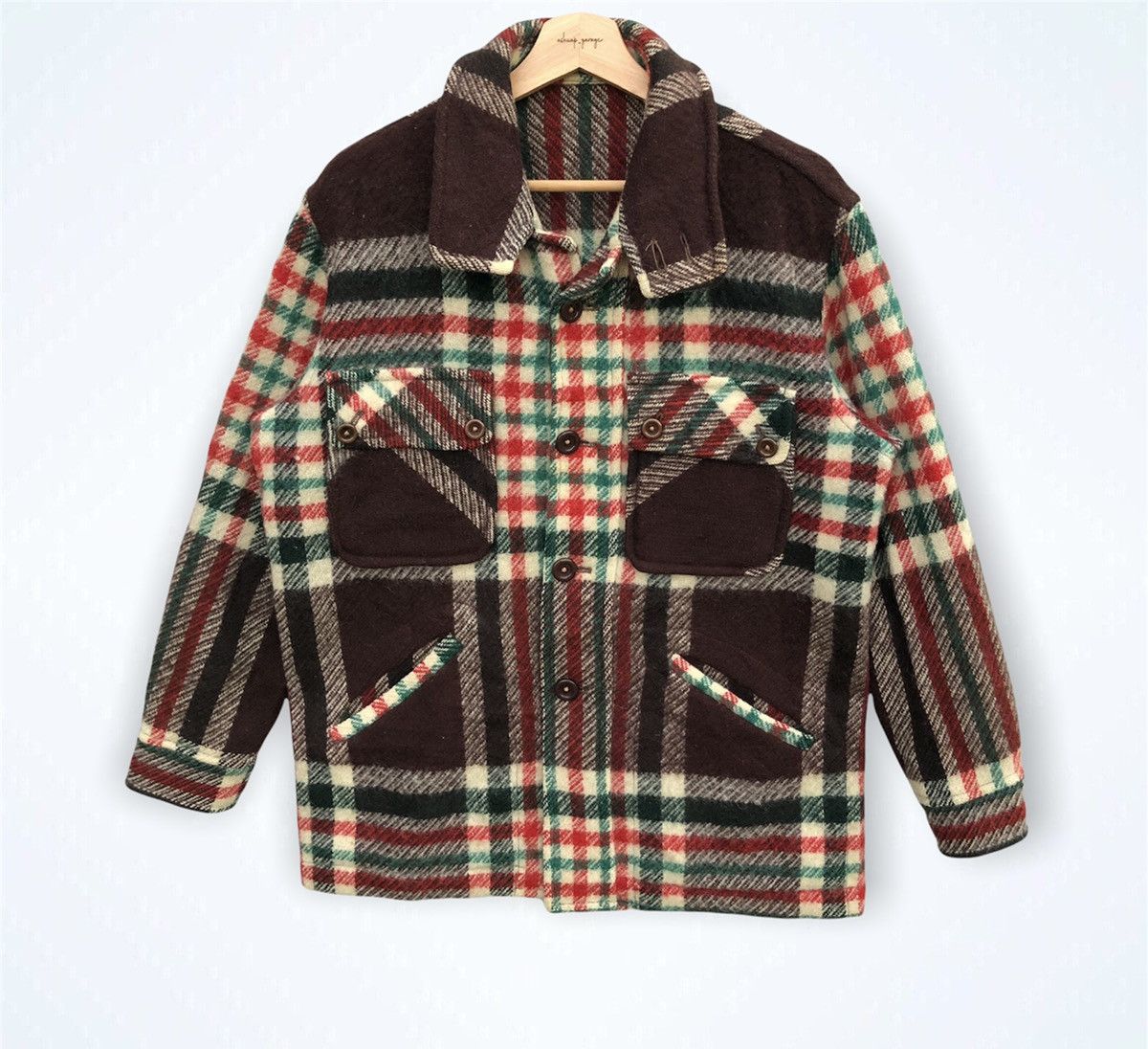Japanese Brand 🔥Multicolored Wool Plate Design Button Up Jacket Size US L / EU 52-54 / 3 - 7 Thumbnail