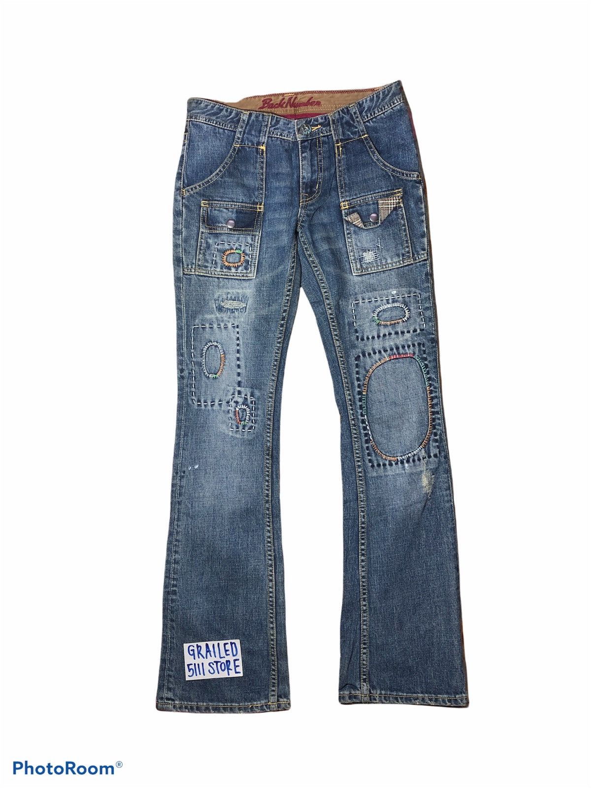 If Only Was True FLARED⚡️⚡️PACTHES SASHIKO BUSHPANTS BY Back Number Size US 28 / EU 44 - 1 Thumbnail