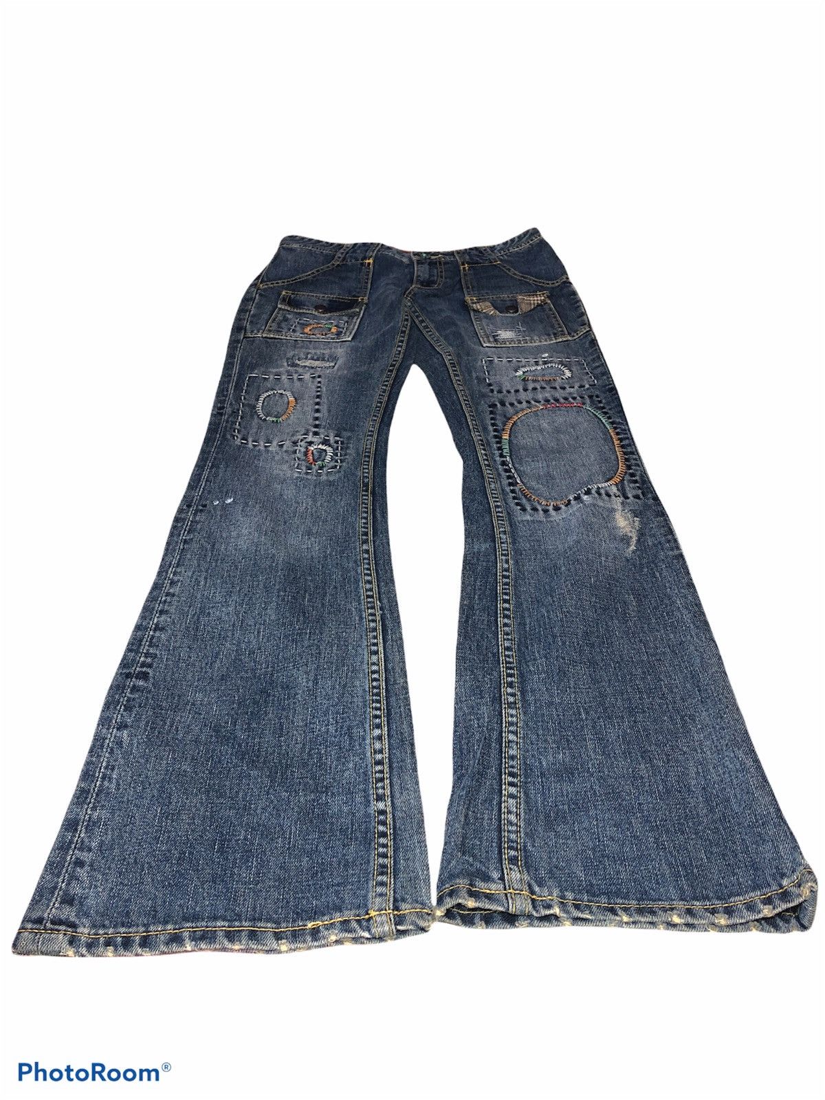 If Only Was True FLARED⚡️⚡️PACTHES SASHIKO BUSHPANTS BY Back Number Size US 28 / EU 44 - 3 Thumbnail