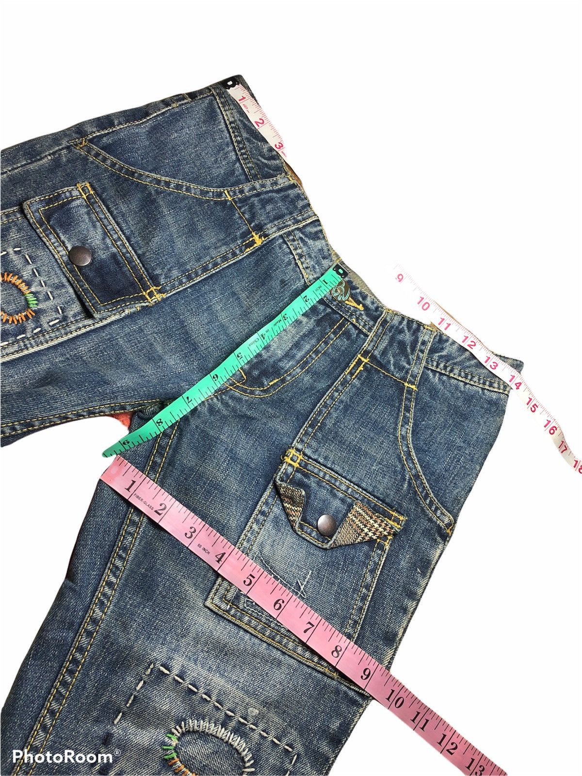 If Only Was True FLARED⚡️⚡️PACTHES SASHIKO BUSHPANTS BY Back Number Size US 28 / EU 44 - 10 Thumbnail