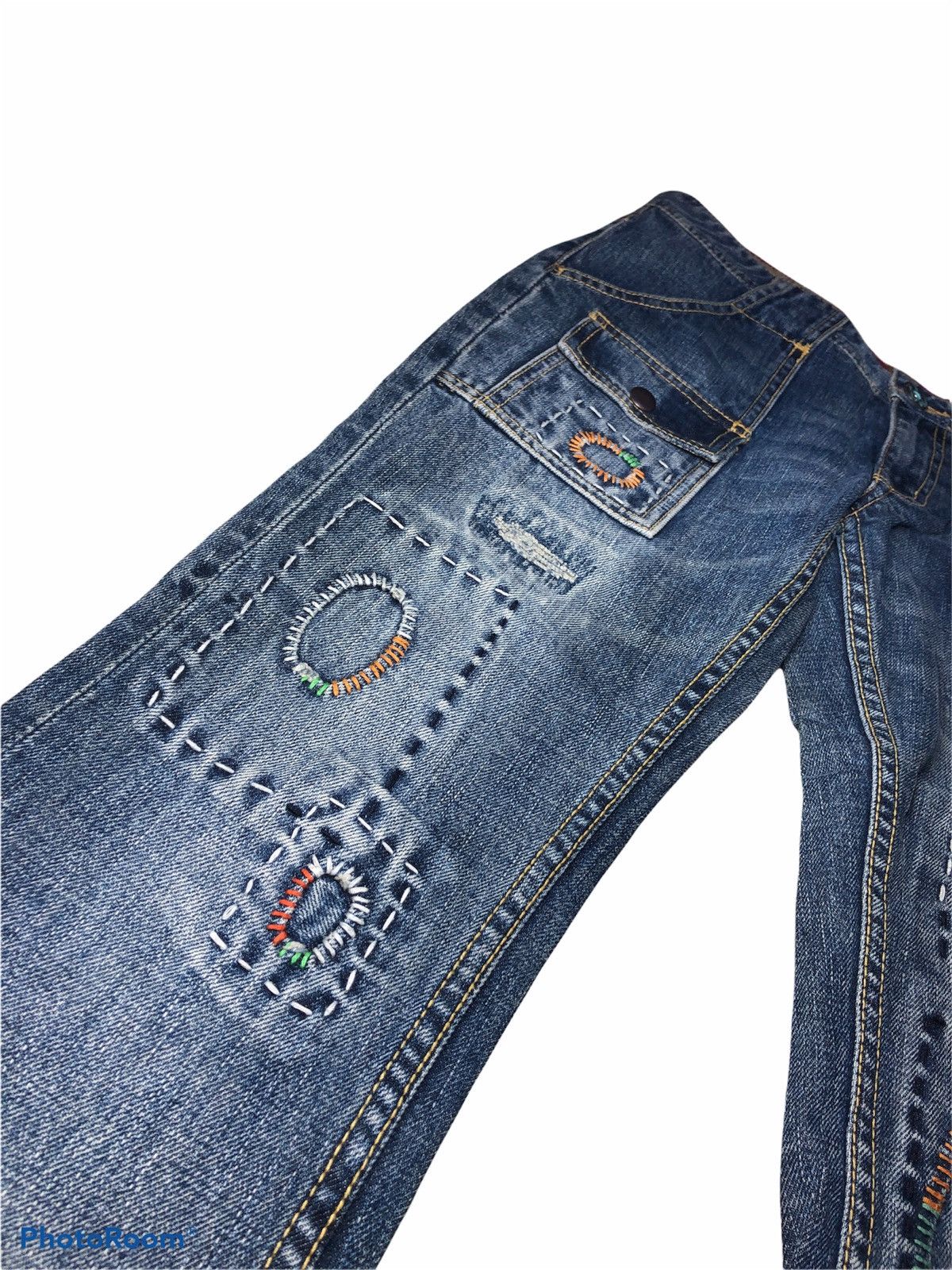If Only Was True FLARED⚡️⚡️PACTHES SASHIKO BUSHPANTS BY Back Number Size US 28 / EU 44 - 5 Thumbnail