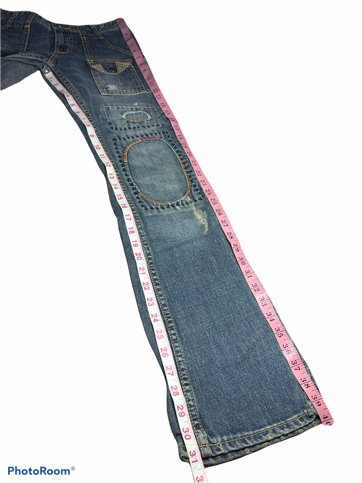 If Only Was True FLARED⚡️⚡️PACTHES SASHIKO BUSHPANTS BY Back Number Size US 28 / EU 44 - 8 Thumbnail