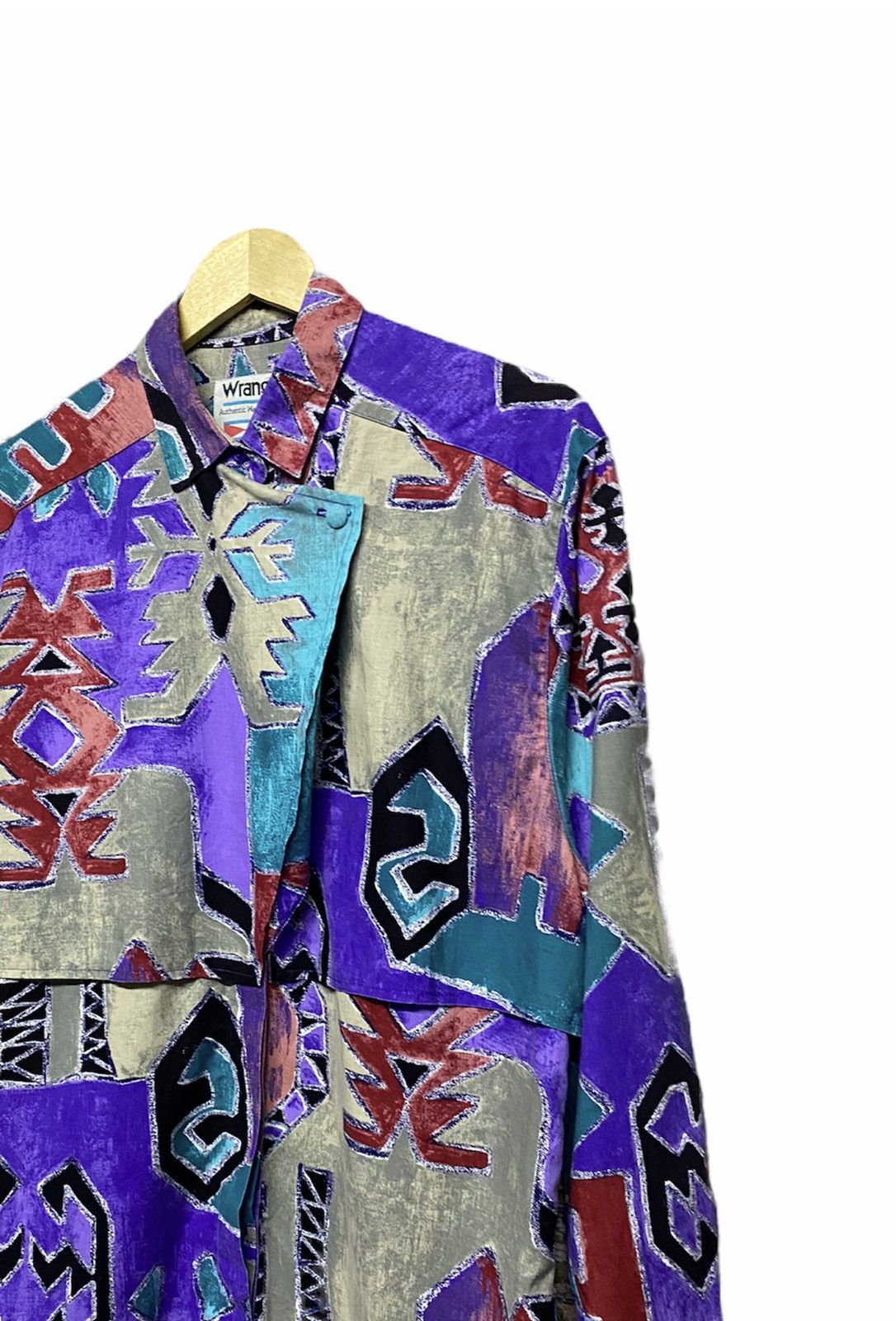 Aztech Mountain Vtg🌈Wrangler Native Western Cowboy Cutway L/S Ortega Shirt Size US XXL / EU 58 / 5 - 7 Thumbnail