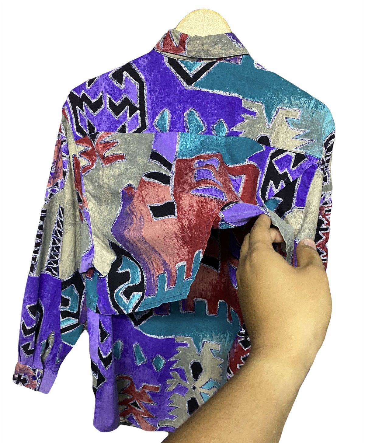 Aztech Mountain Vtg🌈Wrangler Native Western Cowboy Cutway L/S Ortega Shirt Size US XXL / EU 58 / 5 - 14 Thumbnail