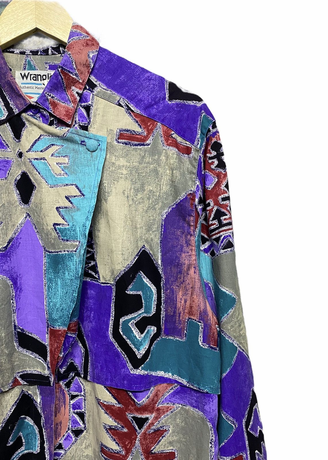 Aztech Mountain Vtg🌈Wrangler Native Western Cowboy Cutway L/S Ortega Shirt Size US XXL / EU 58 / 5 - 4 Thumbnail