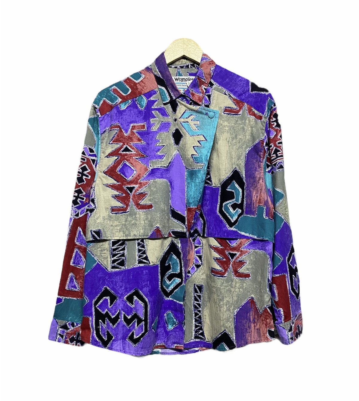 Aztech Mountain Vtg🌈Wrangler Native Western Cowboy Cutway L/S Ortega Shirt Size US XXL / EU 58 / 5 - 1 Thumbnail