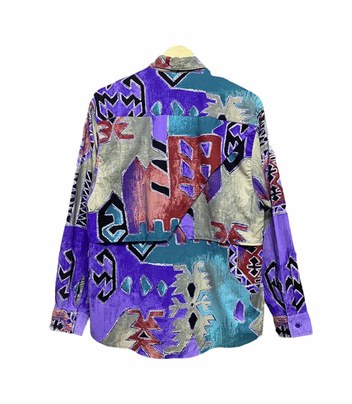 Aztech Mountain Vtg🌈Wrangler Native Western Cowboy Cutway L/S Ortega Shirt Size US XXL / EU 58 / 5 - 9 Thumbnail