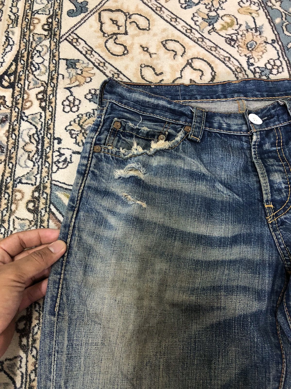 Levi's 🧟‍♂️Vintage Levis Distressed Denim Like Kapital Size US 30 / EU 46 - 9 Thumbnail